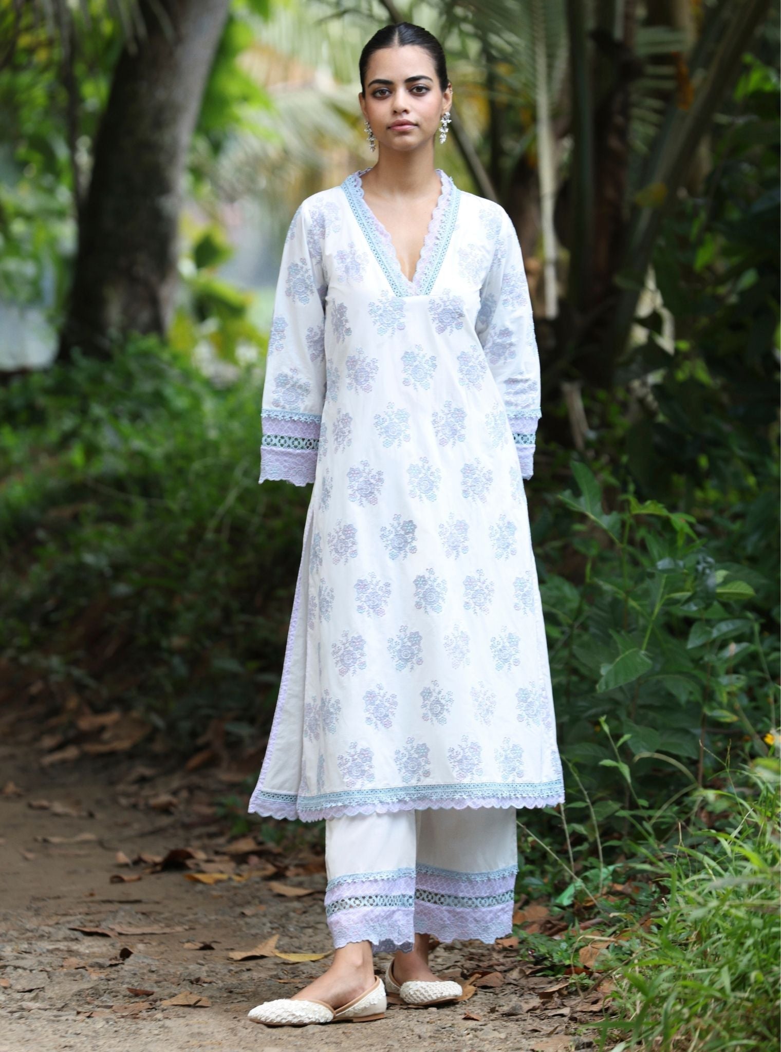 Arasi Supima Cotton White Kurta Set