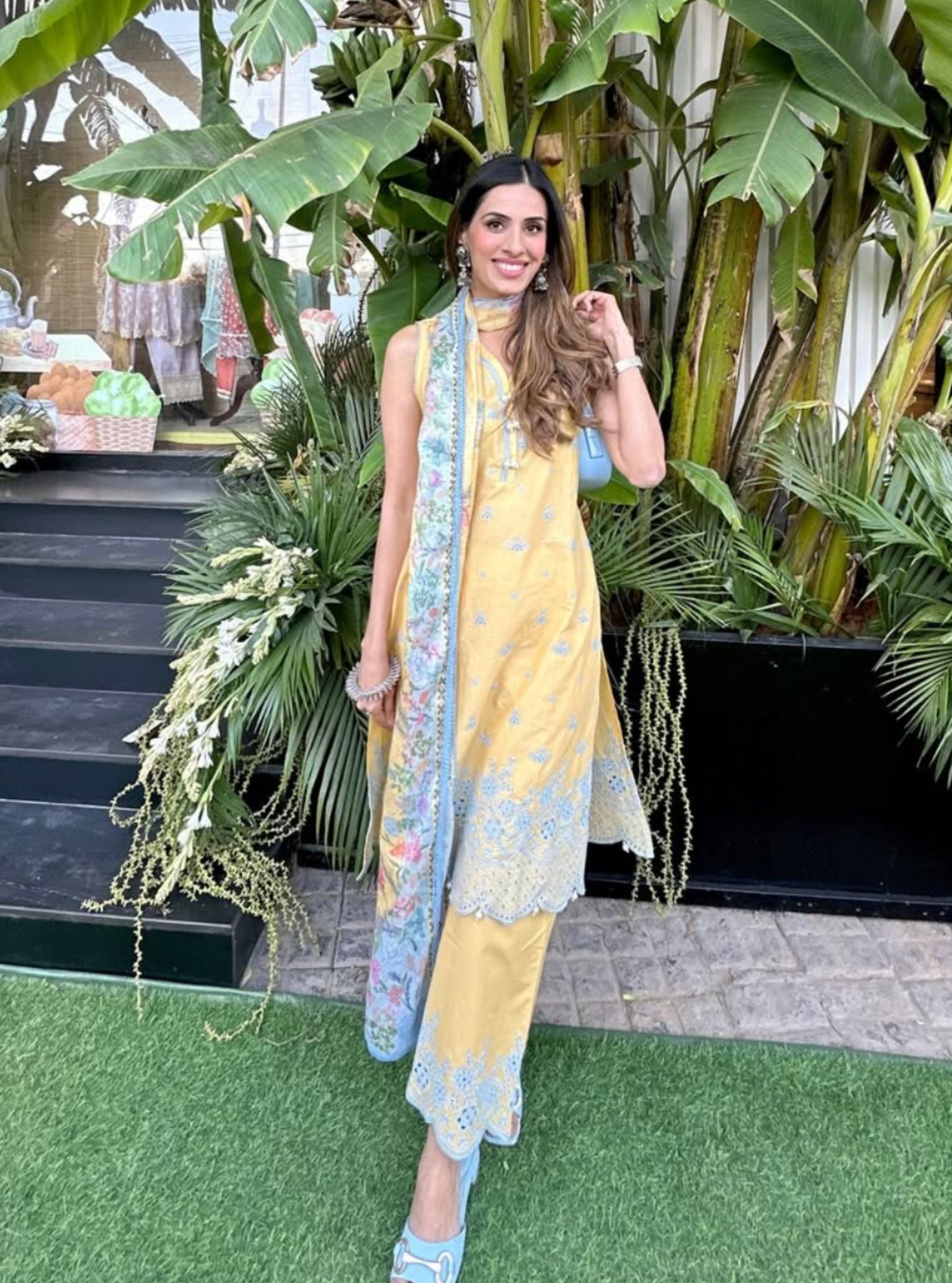 Kora Supima Cotton Yellow Kurta Set