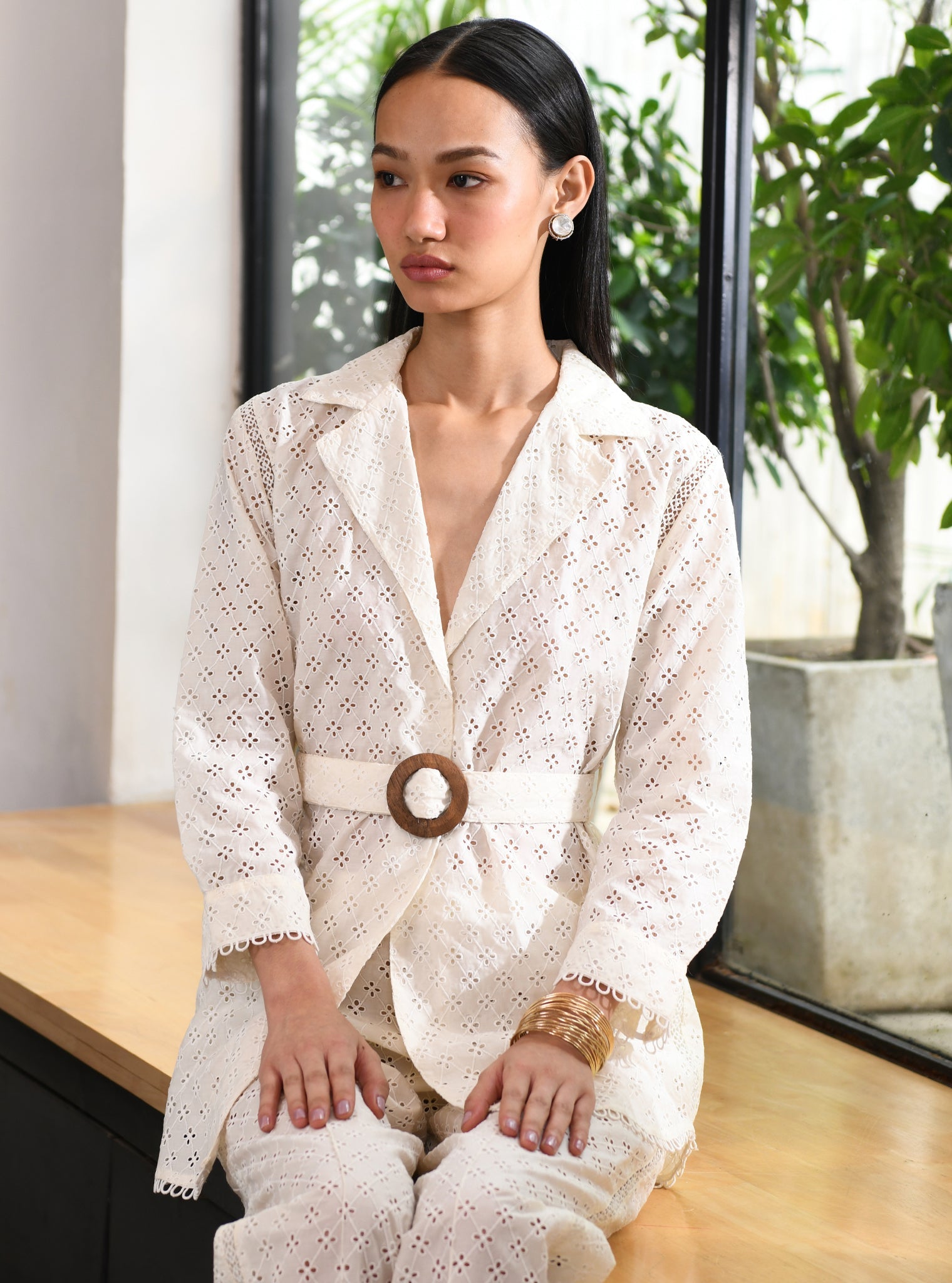 Bergenia Cotton Off White Co-ord Set