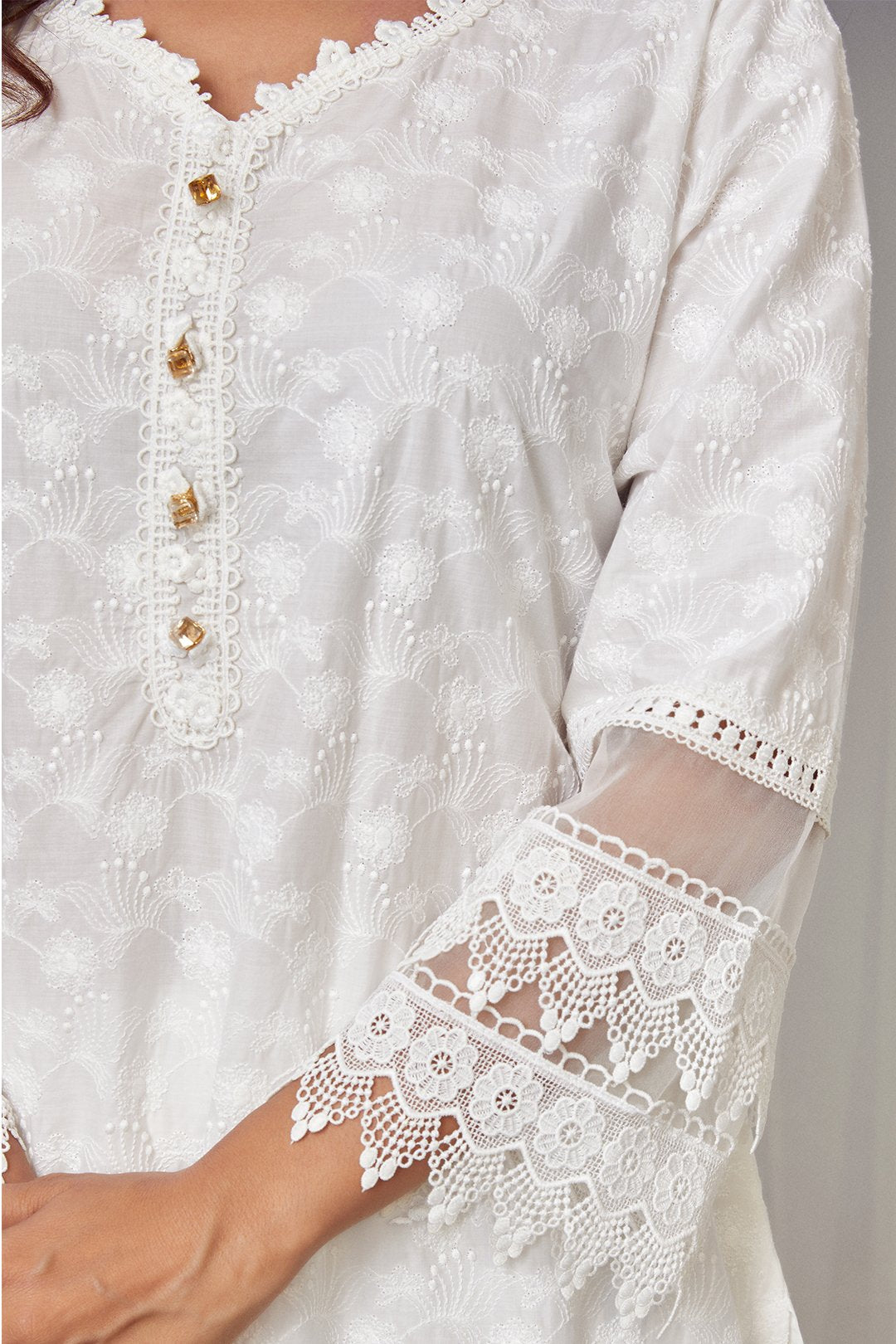 Mulmul Cotton Ivy Kurta with New Pintuck White Pant
