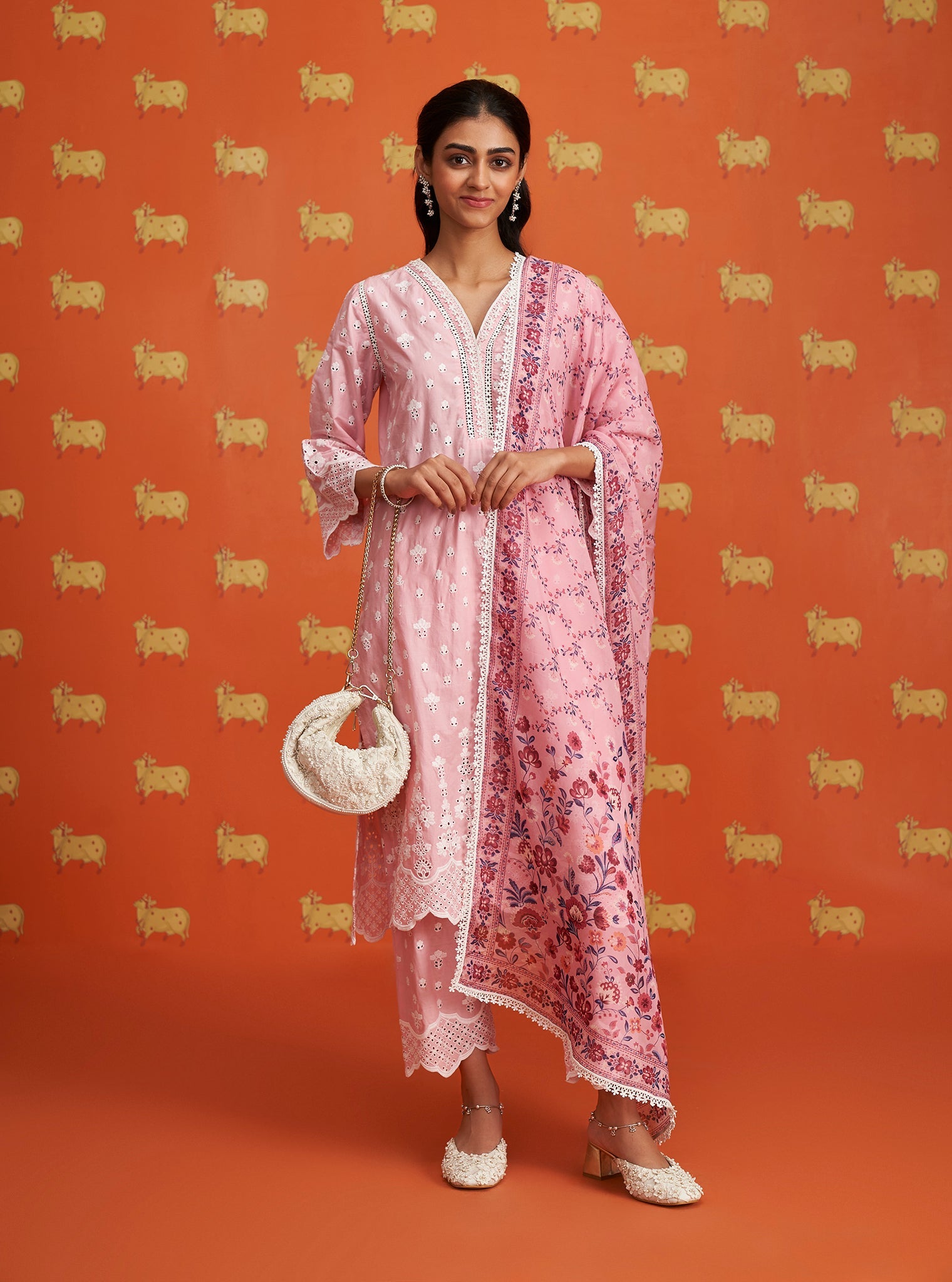 Khaji Supima Cotton Pink Kurta Set