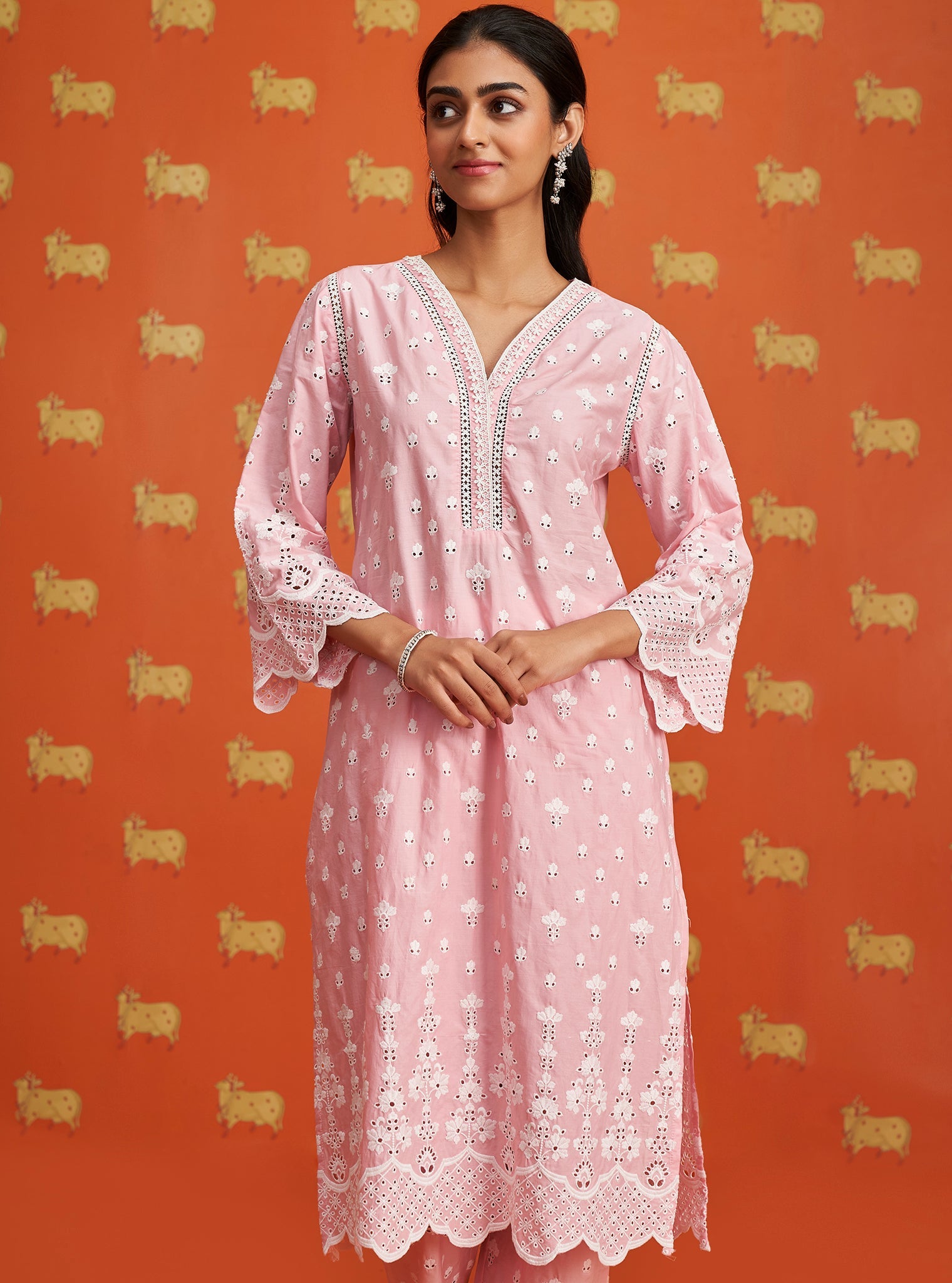 Khaji Supima Cotton Pink Kurta Set