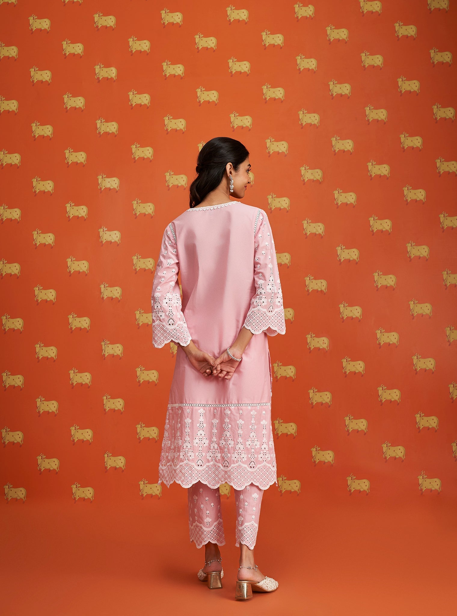 Khaji Supima Cotton Pink Kurta Set