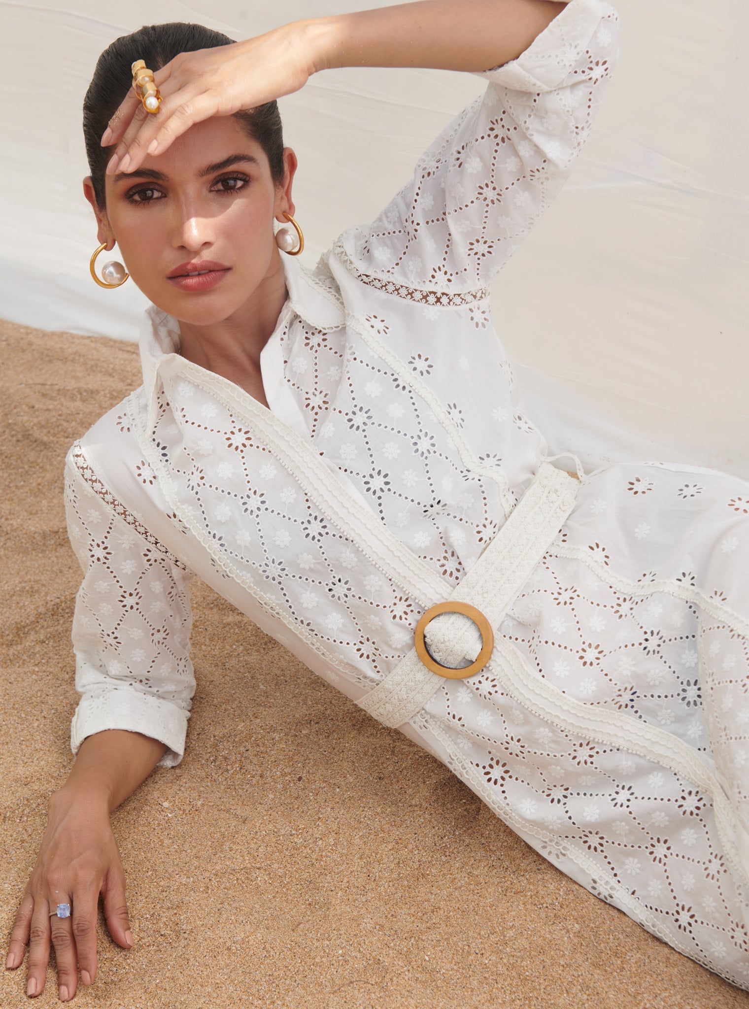 Periwinkle Cotton White Dress