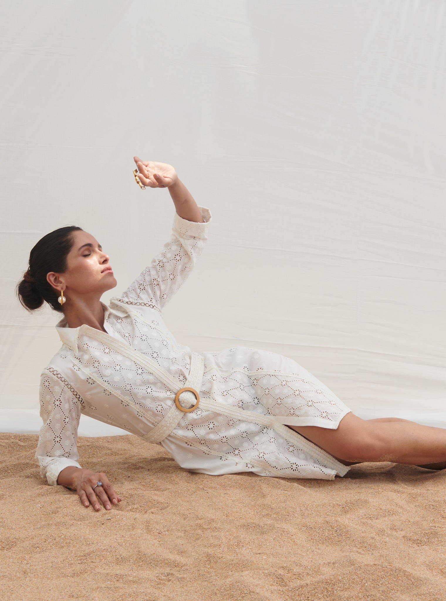 Periwinkle Cotton White Dress