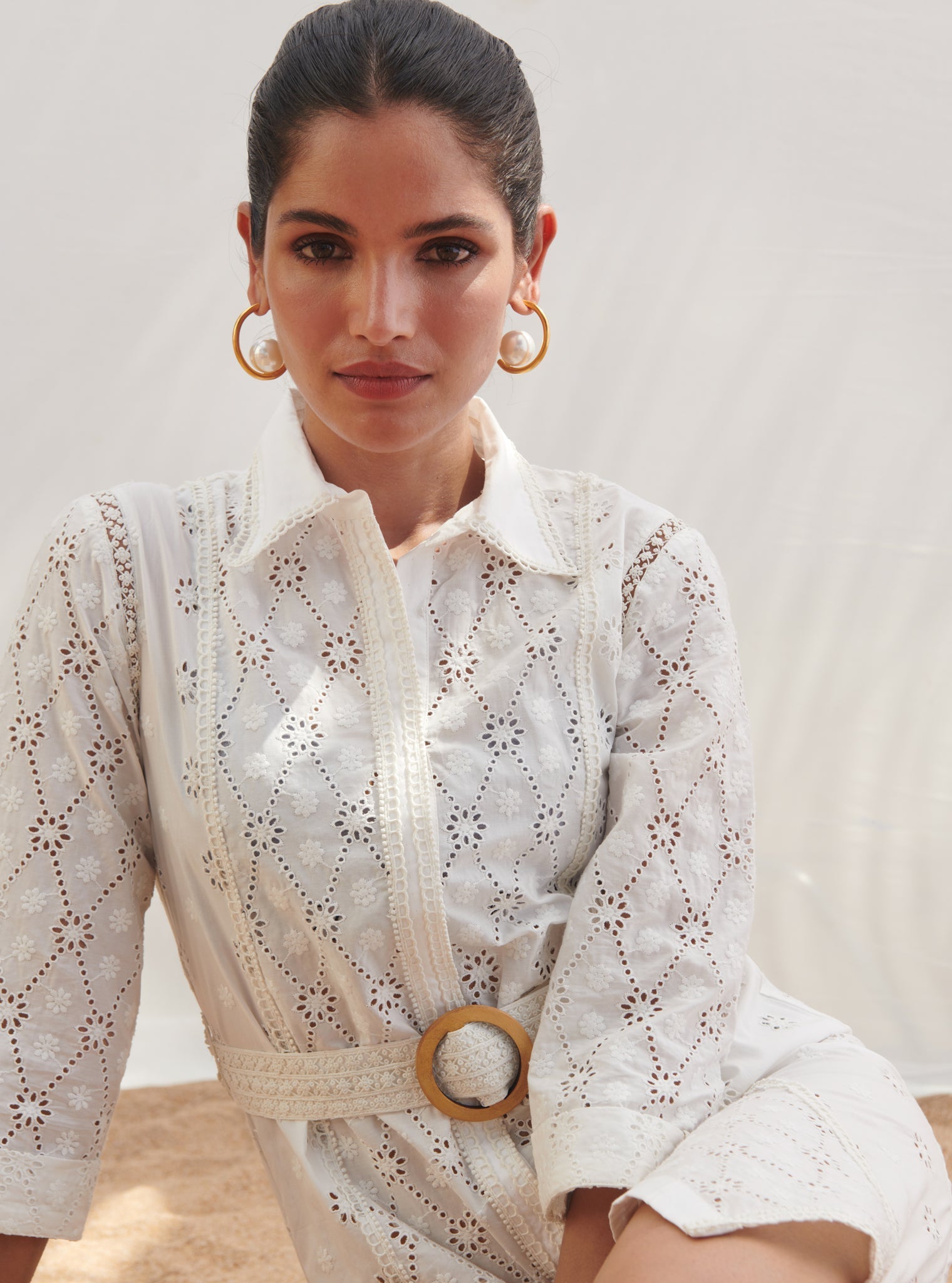 Periwinkle Cotton White Dress