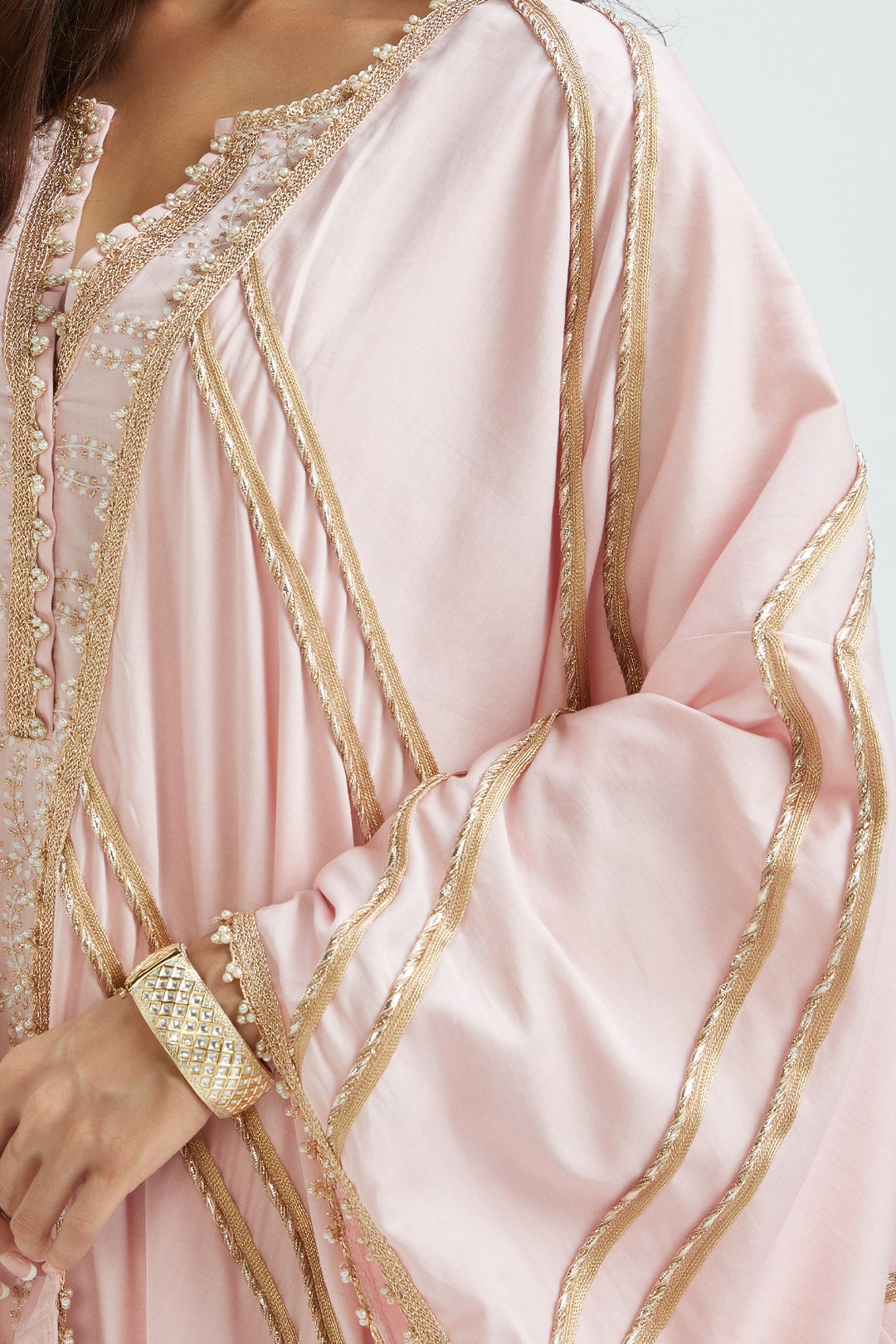 Mulmul Supima Satin Perry Pink Kurta With Perry Pink Pant