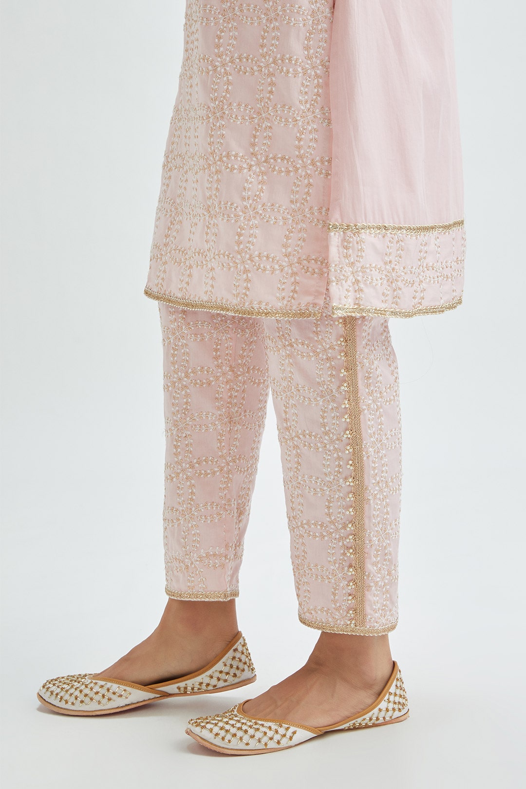 Mulmul Supima Satin Perry Pink Kurta With Perry Pink Pant