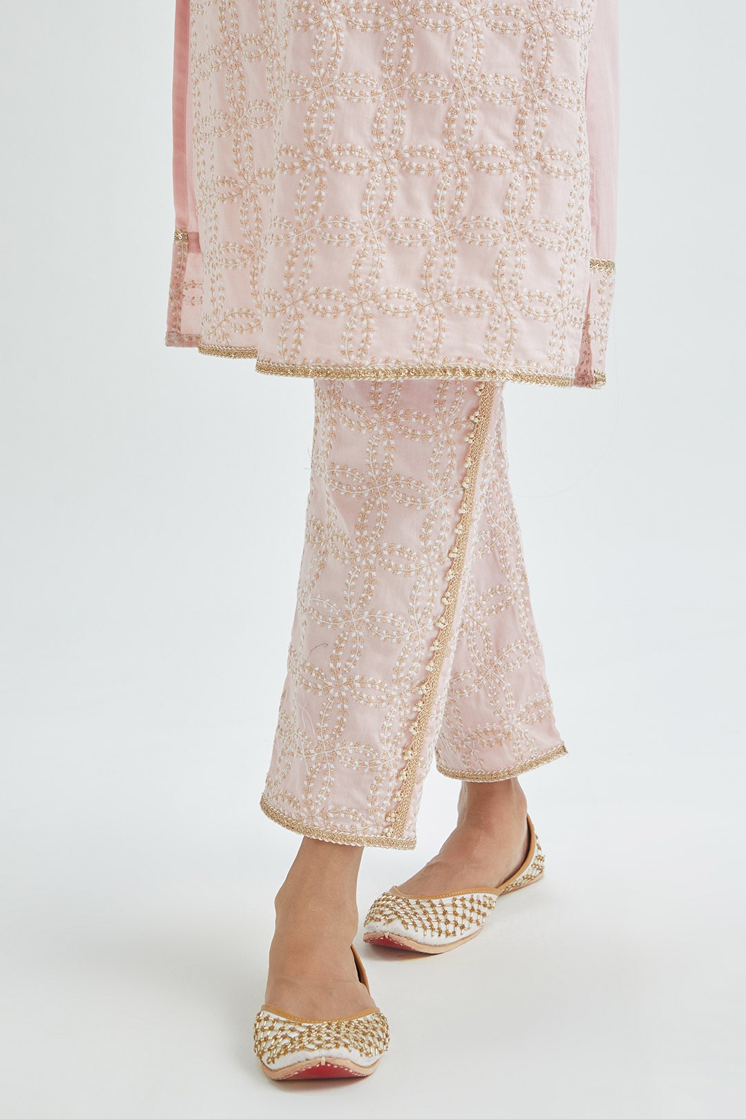 Mulmul Supima Satin Perry Pink Kurta With Perry Pink Pant