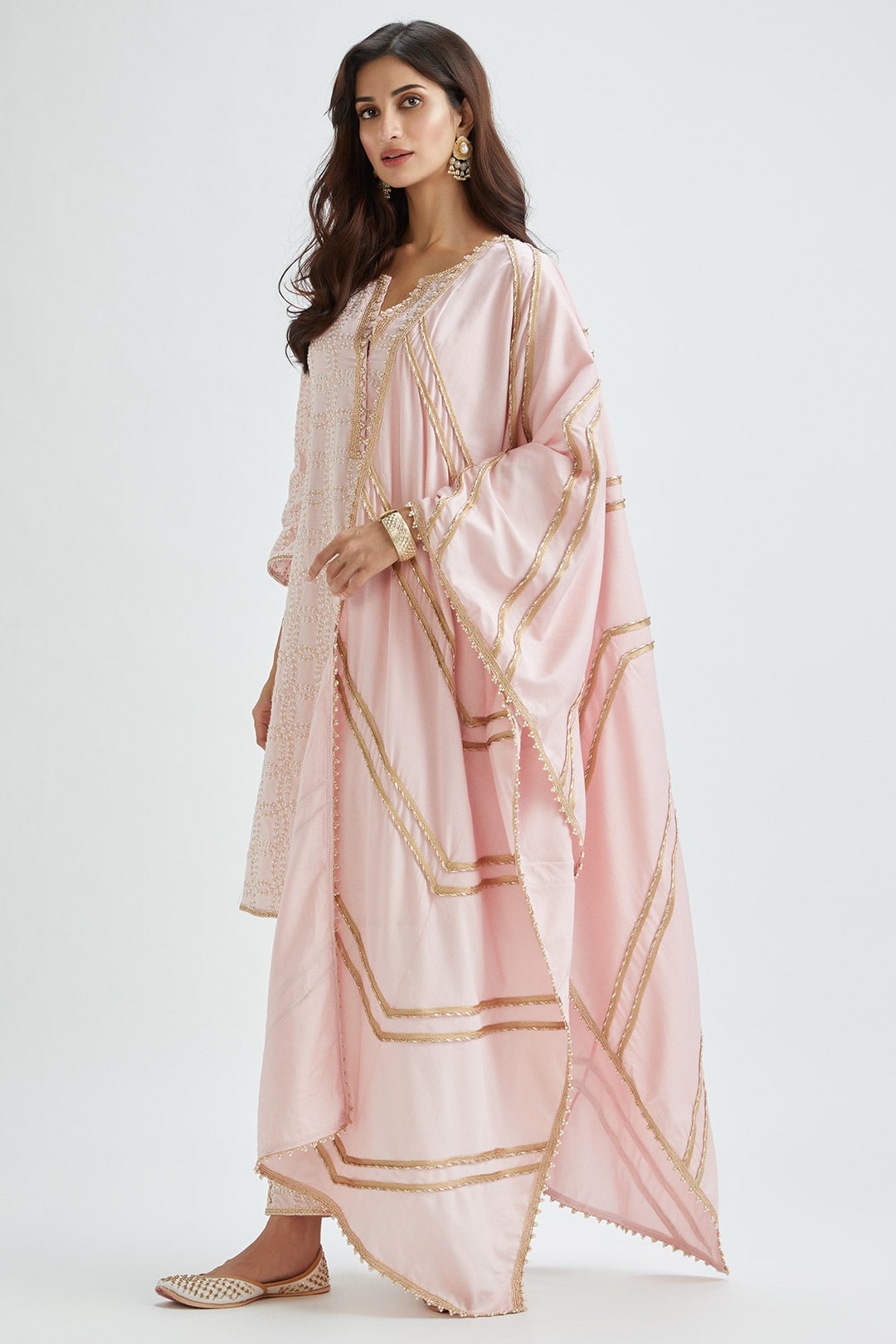 Mulmul Supima Satin Perry Pink Kurta With Perry Pink Pant