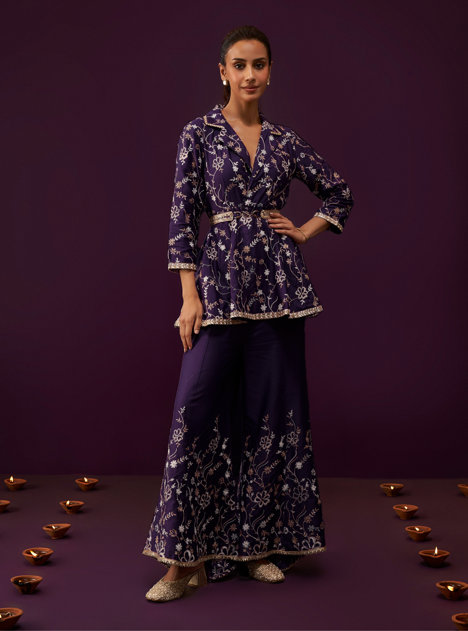 Preeda Pima Satin Purple Co-ord Set