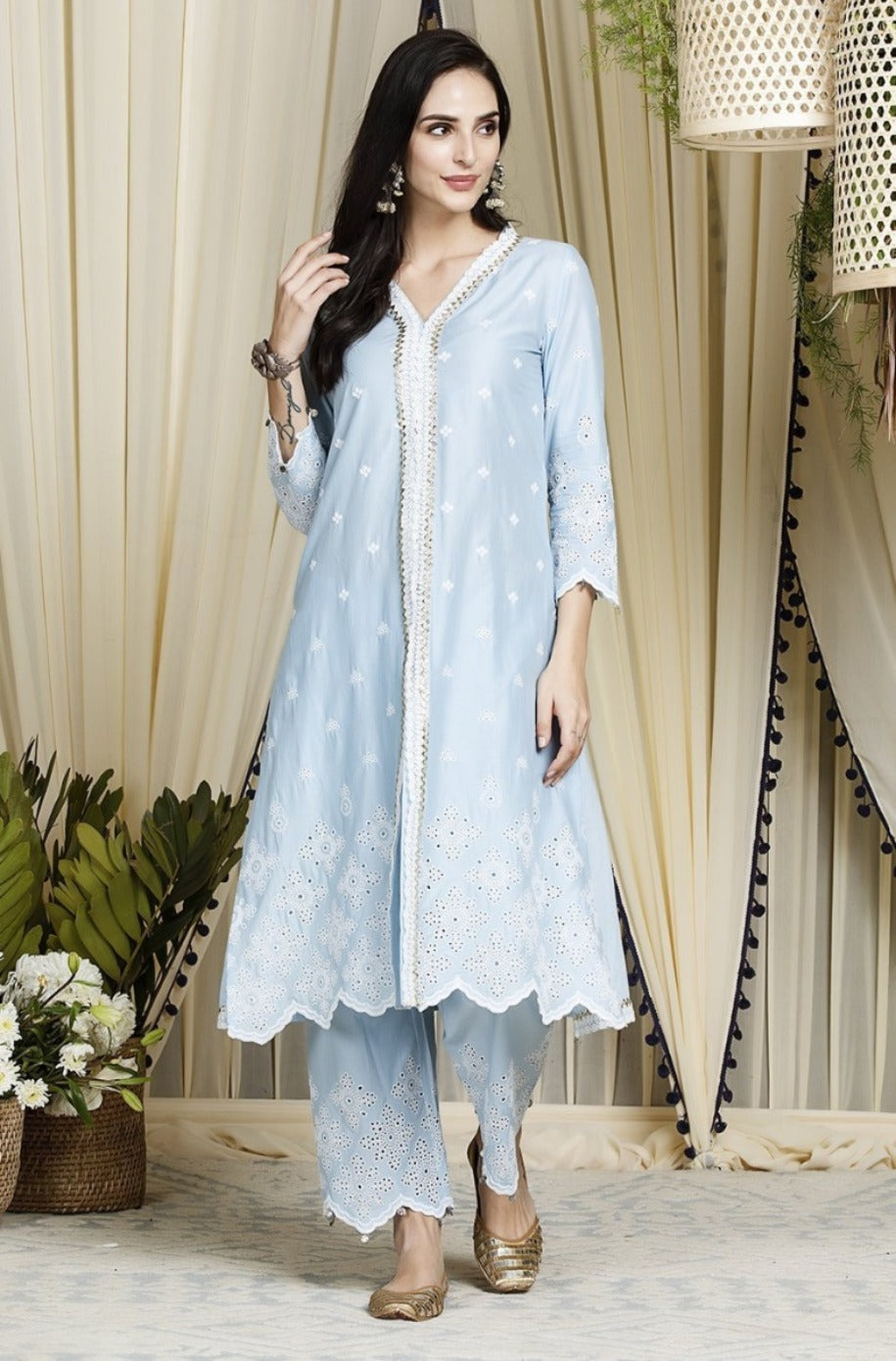 Mulmul Cotton Ophelia kurta With Ophelia Palazzo