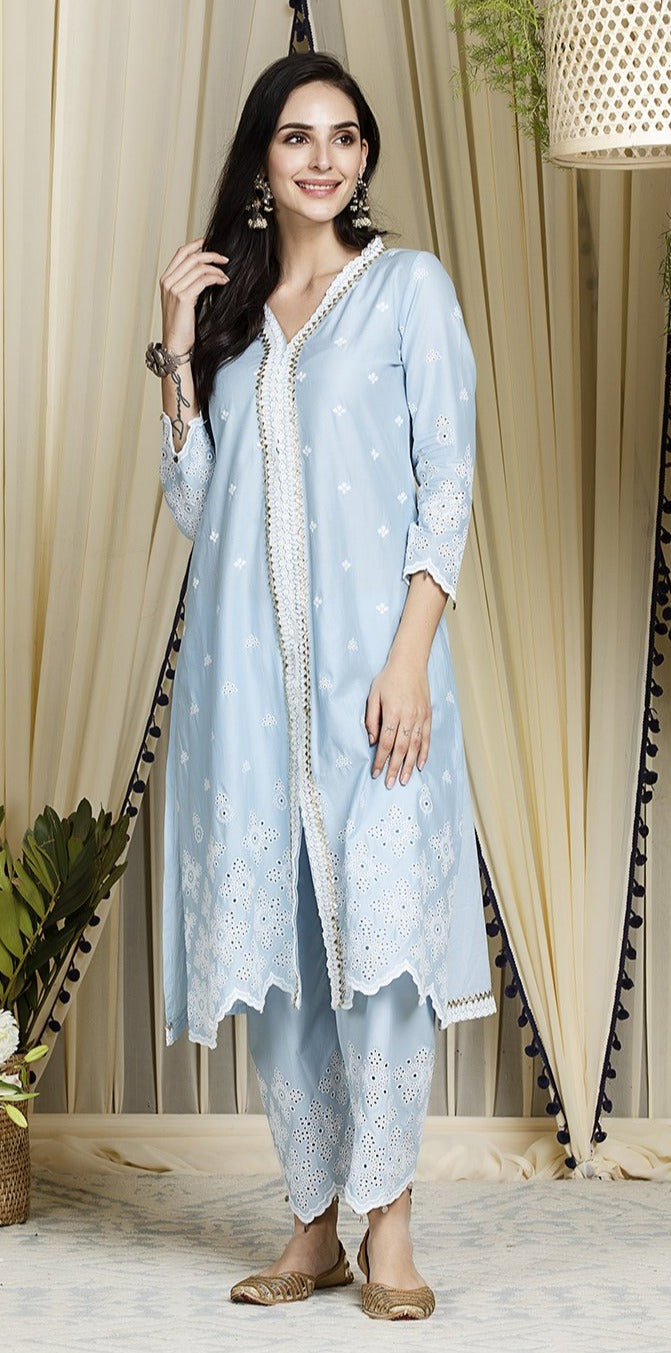 Mulmul Cotton Ophelia kurta With Ophelia Palazzo