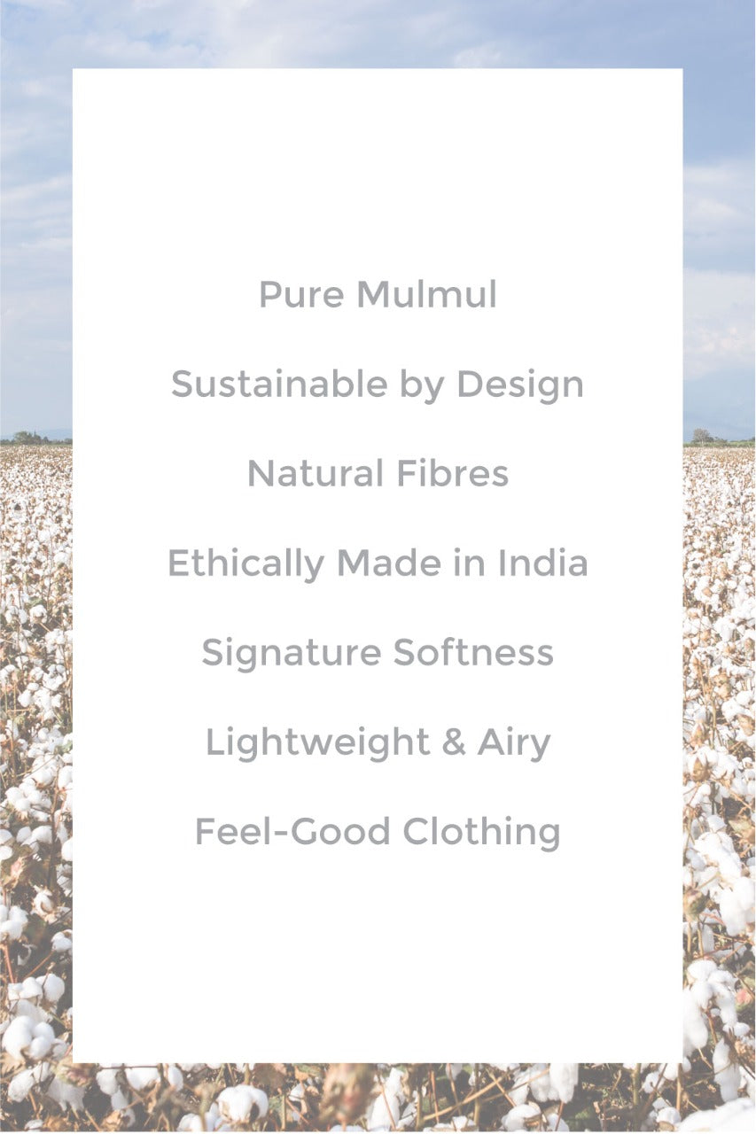 Mulmul Cotton Dreamscape Orange Kurta