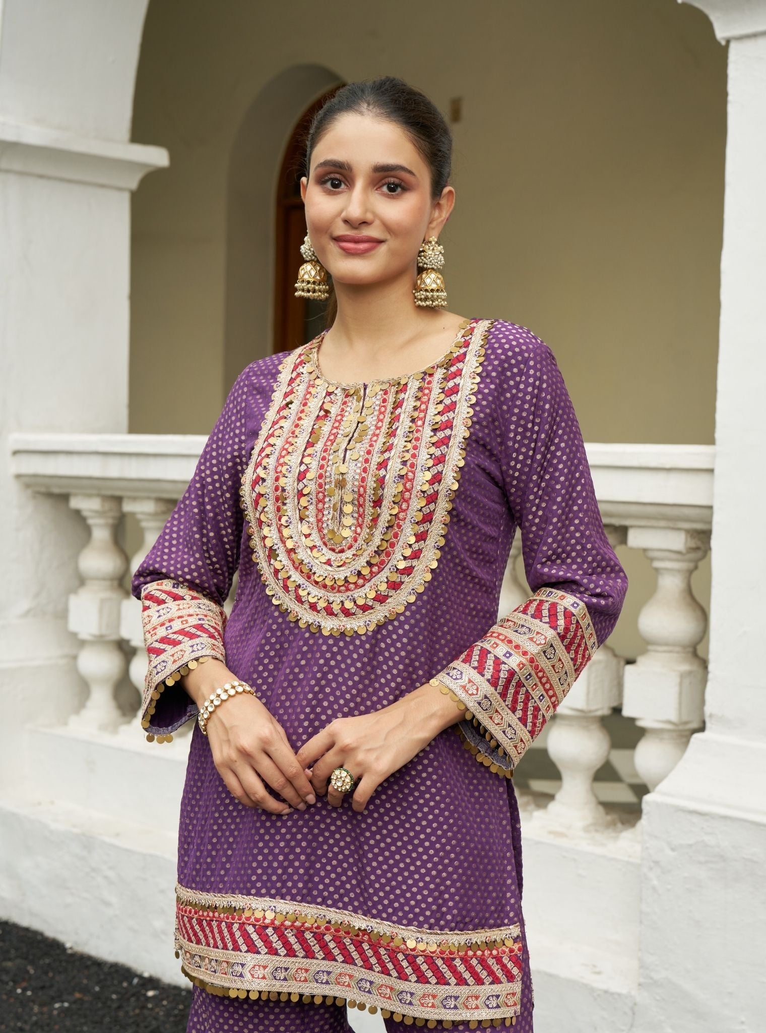 Eraya Purple Banarasi Garara Set