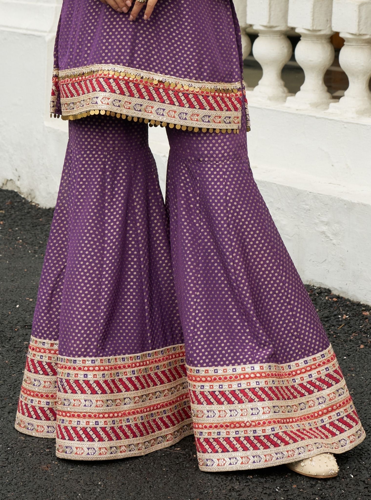 Eraya Purple Banarasi Garara Set
