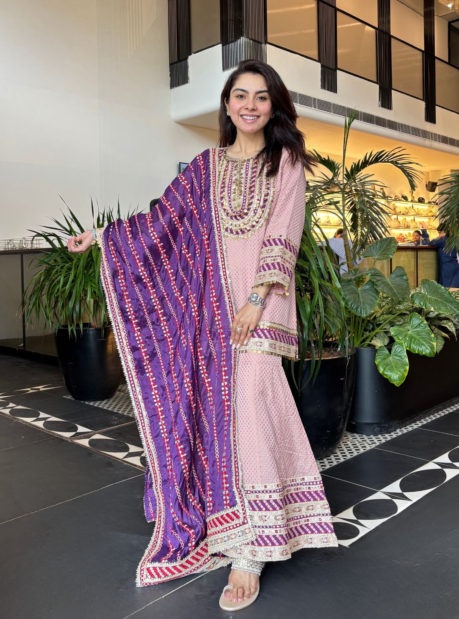 Eraya Pink Banarasi Garara Set