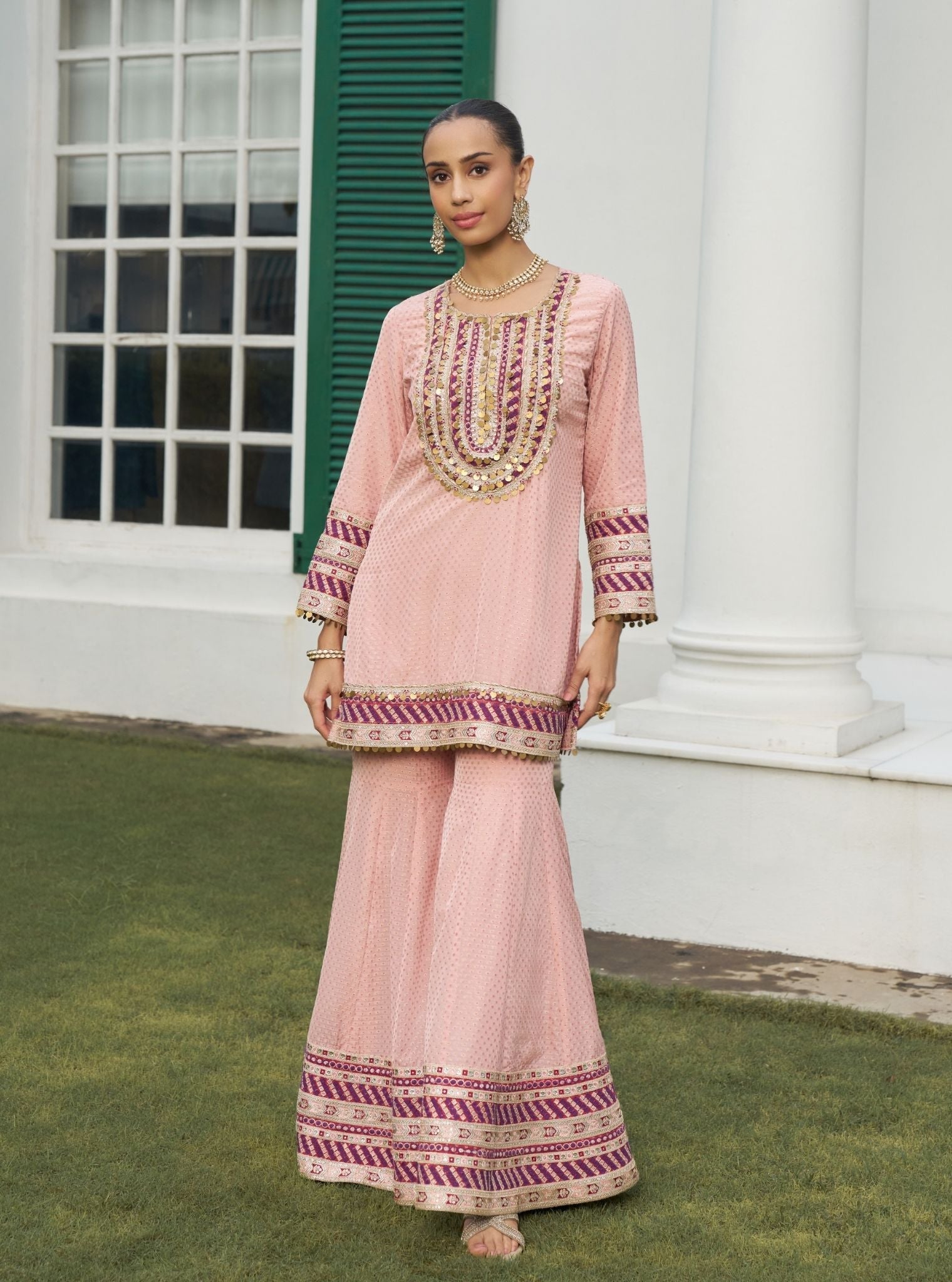 Eraya Pink Banarasi Garara Set