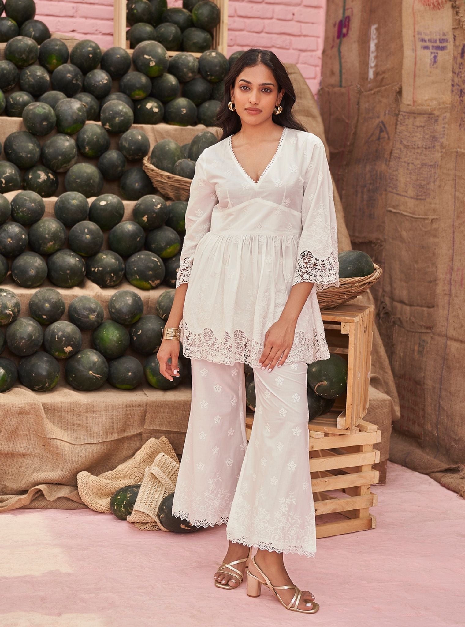 Cilou Cotton White Co-ord Set