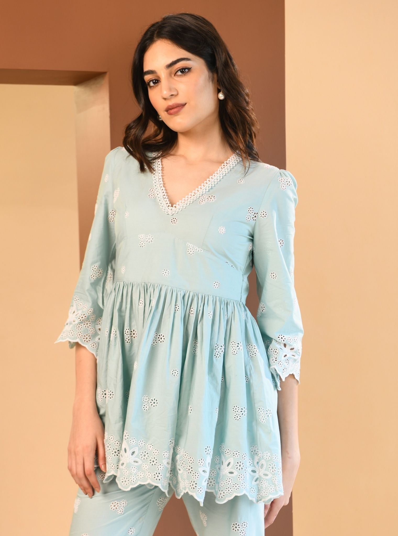 Ayn Cotton Teal Blue Co-ord Set