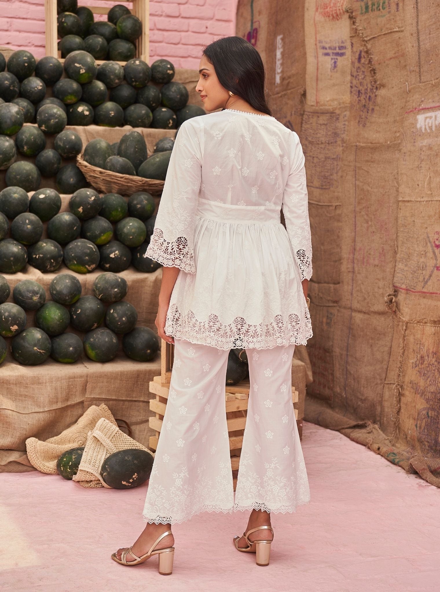 Cilou Cotton White Co-ord Set