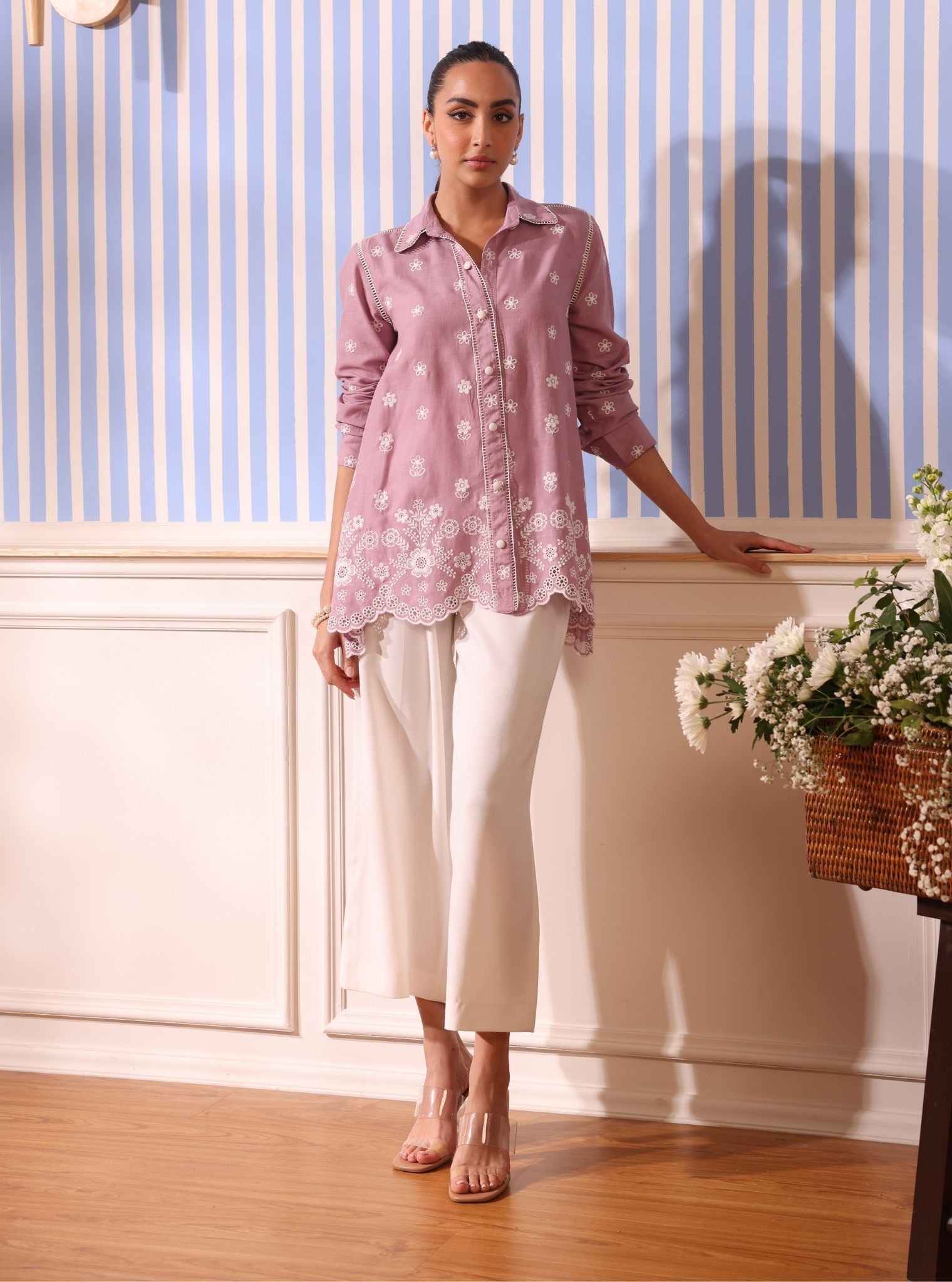 Mulmul Linen Clement Lilac Shirt