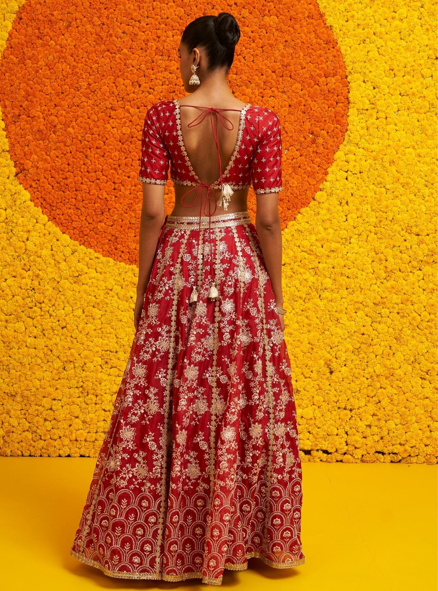 Mulmul Organza Saiyaara Red lehenga