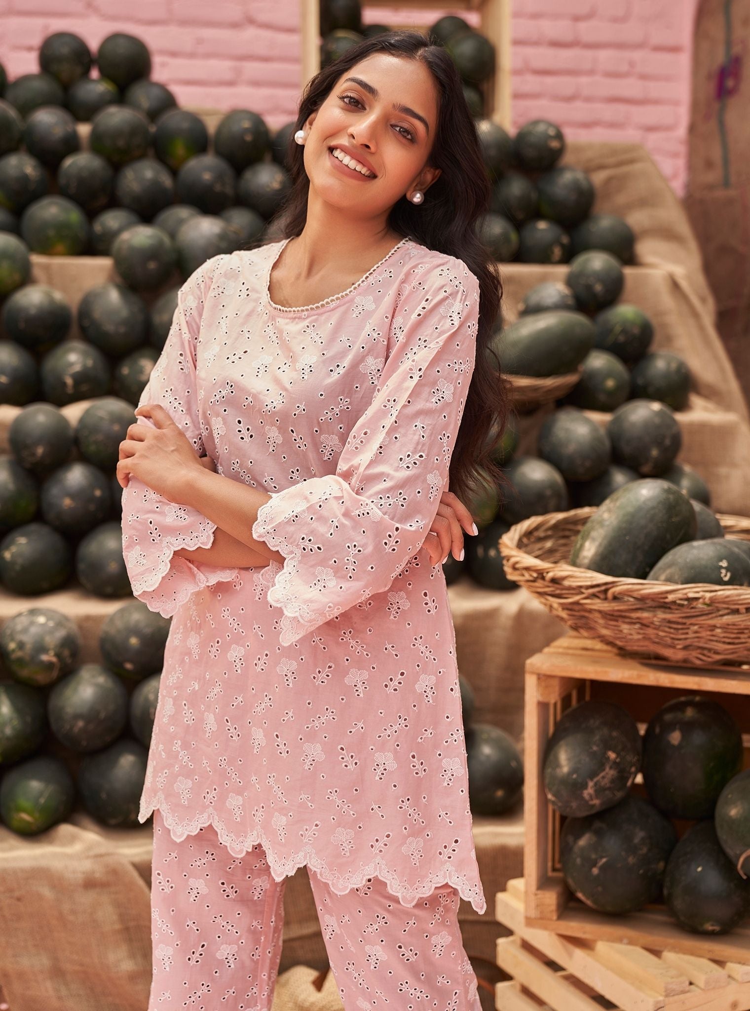 Hannah Cotton Light Pink Co-ord Set