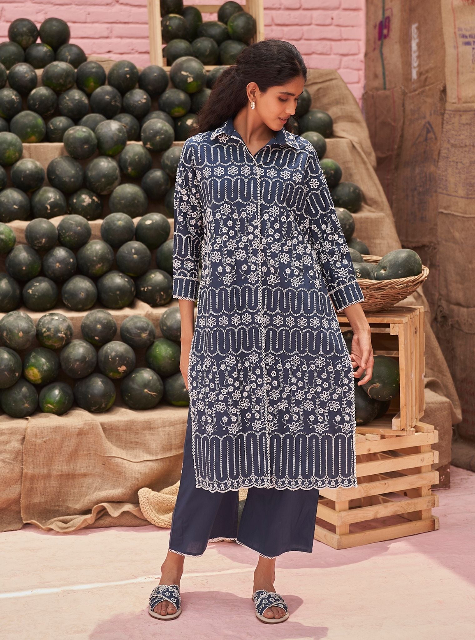 Heli Cotton Navy Co-ord Set