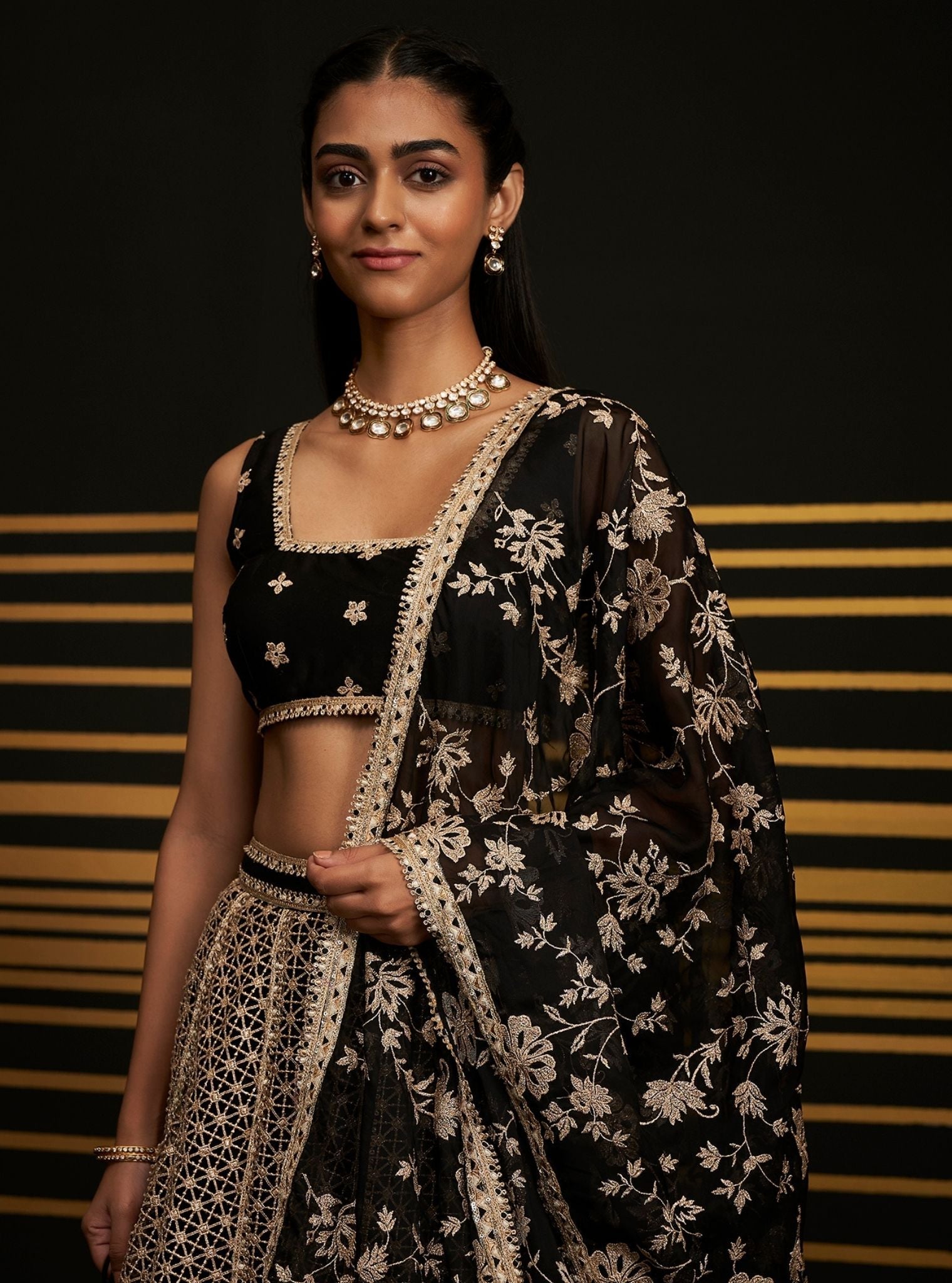 Mulmul Chemical Rehnuma Black lehenga