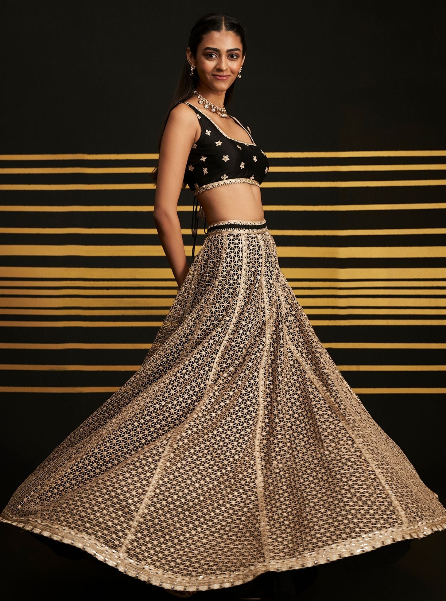 Mulmul Chemical Rehnuma Black lehenga