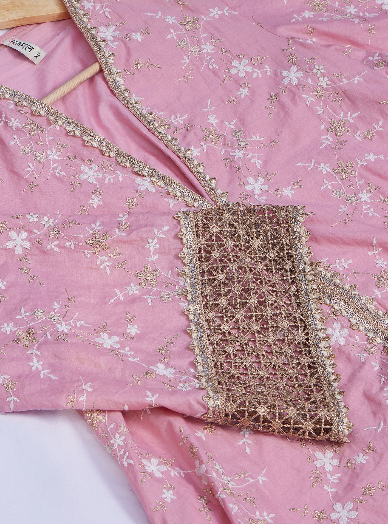 Mulmul Cotton Avira Pink Kurta with Mulmul Cotton Avira Pink Pant