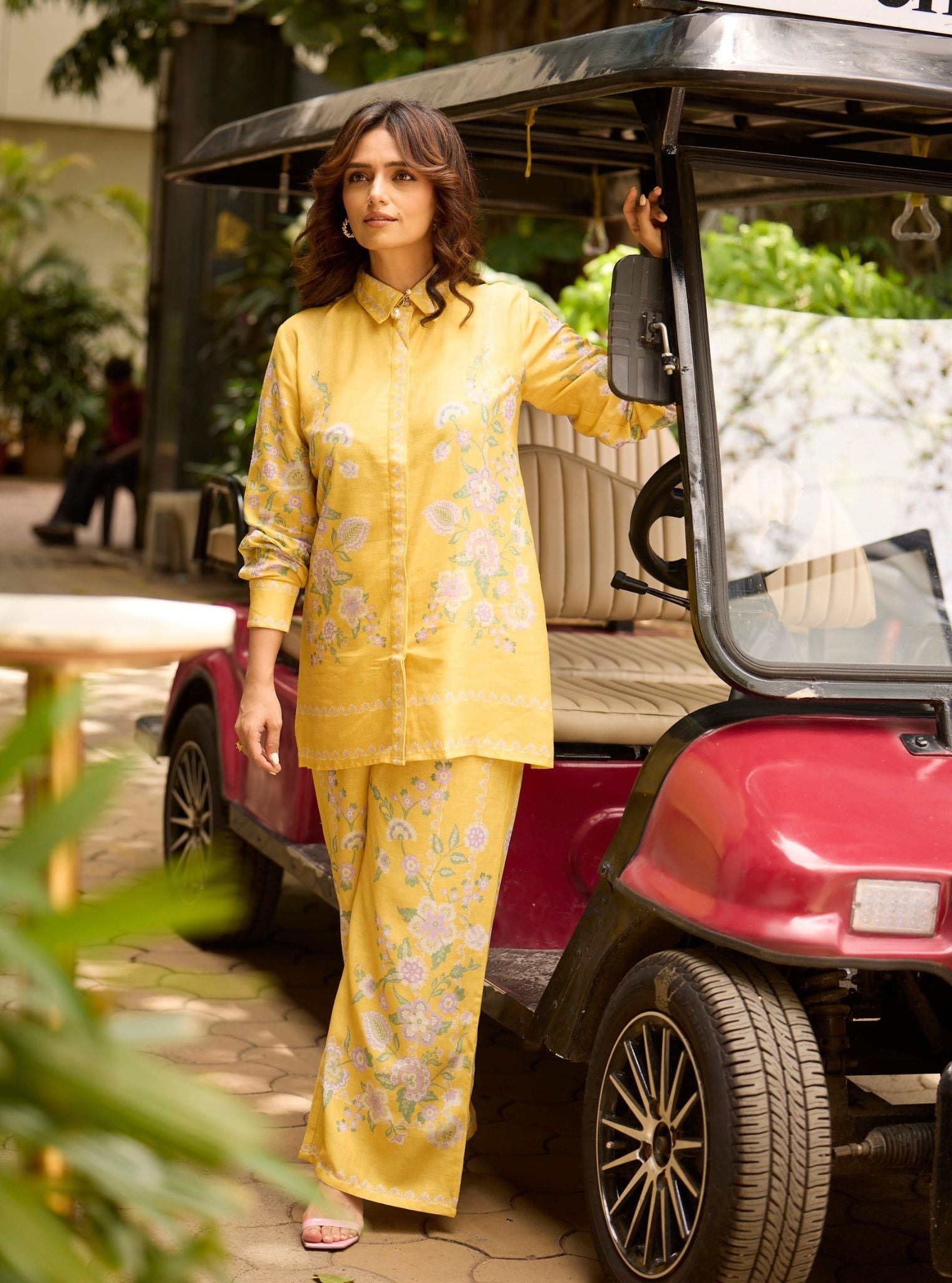 Mulmul Printed Linen Fleur Yellow Shirt With Mulmul Printed Linen Fleur Yellow Pant