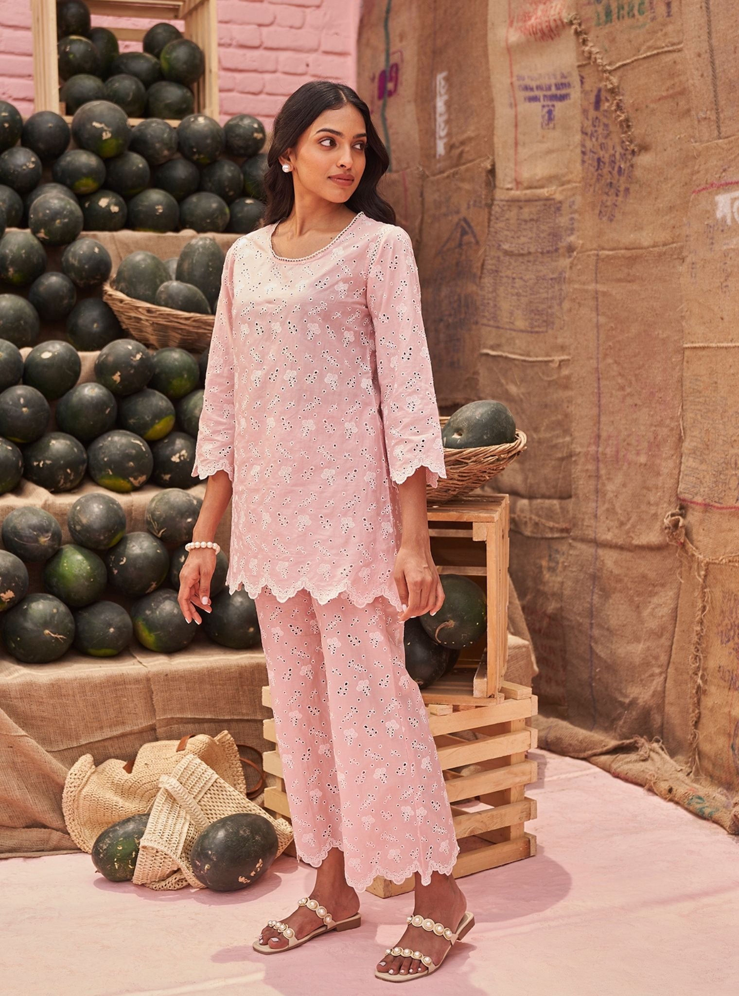Hannah Cotton Light Pink Co-ord Set