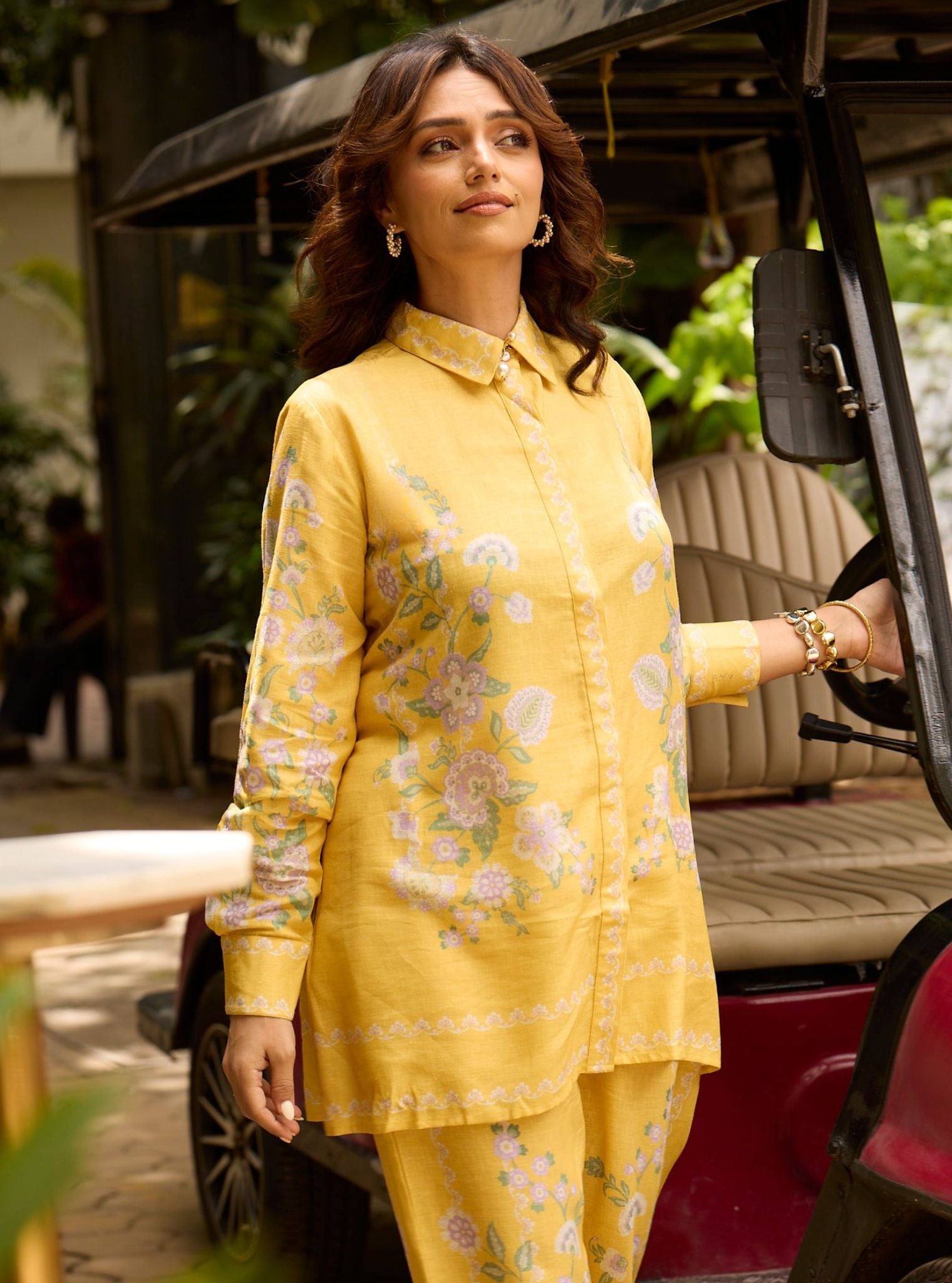Mulmul Printed Linen Fleur Yellow Shirt With Mulmul Printed Linen Fleur Yellow Pant