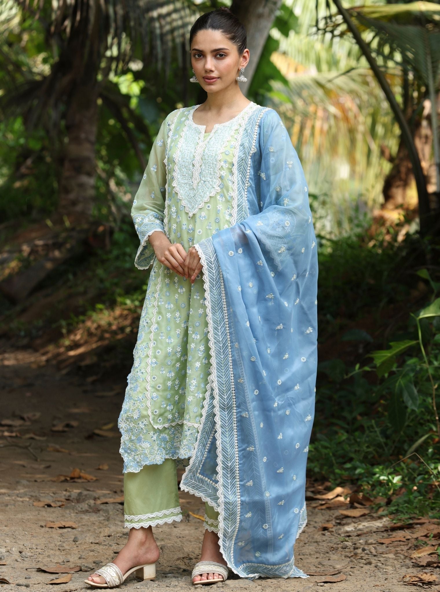 Mulmul Organza Niral Denim Dupatta
