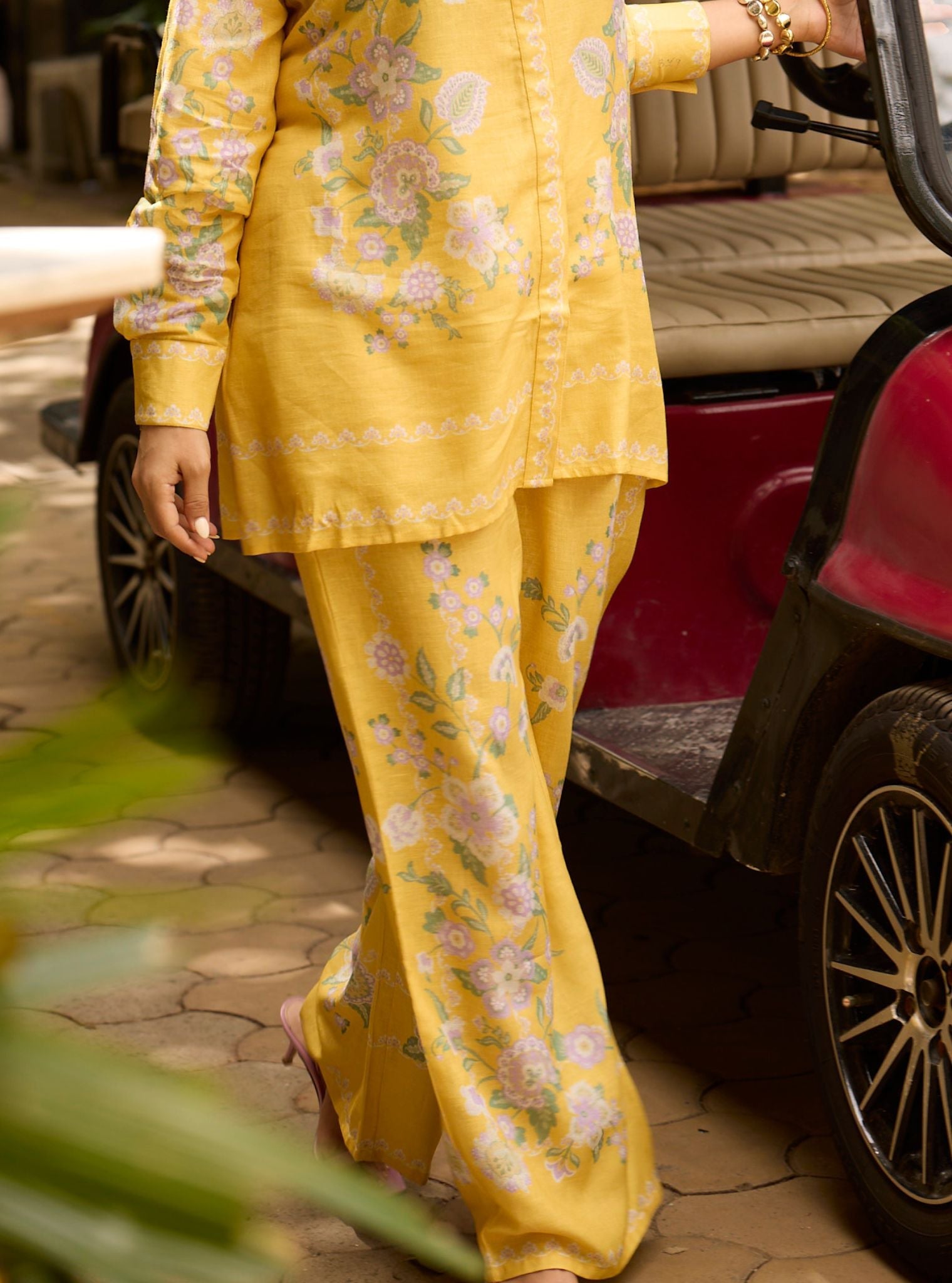 Mulmul Printed Linen Fleur Yellow Shirt With Mulmul Printed Linen Fleur Yellow Pant