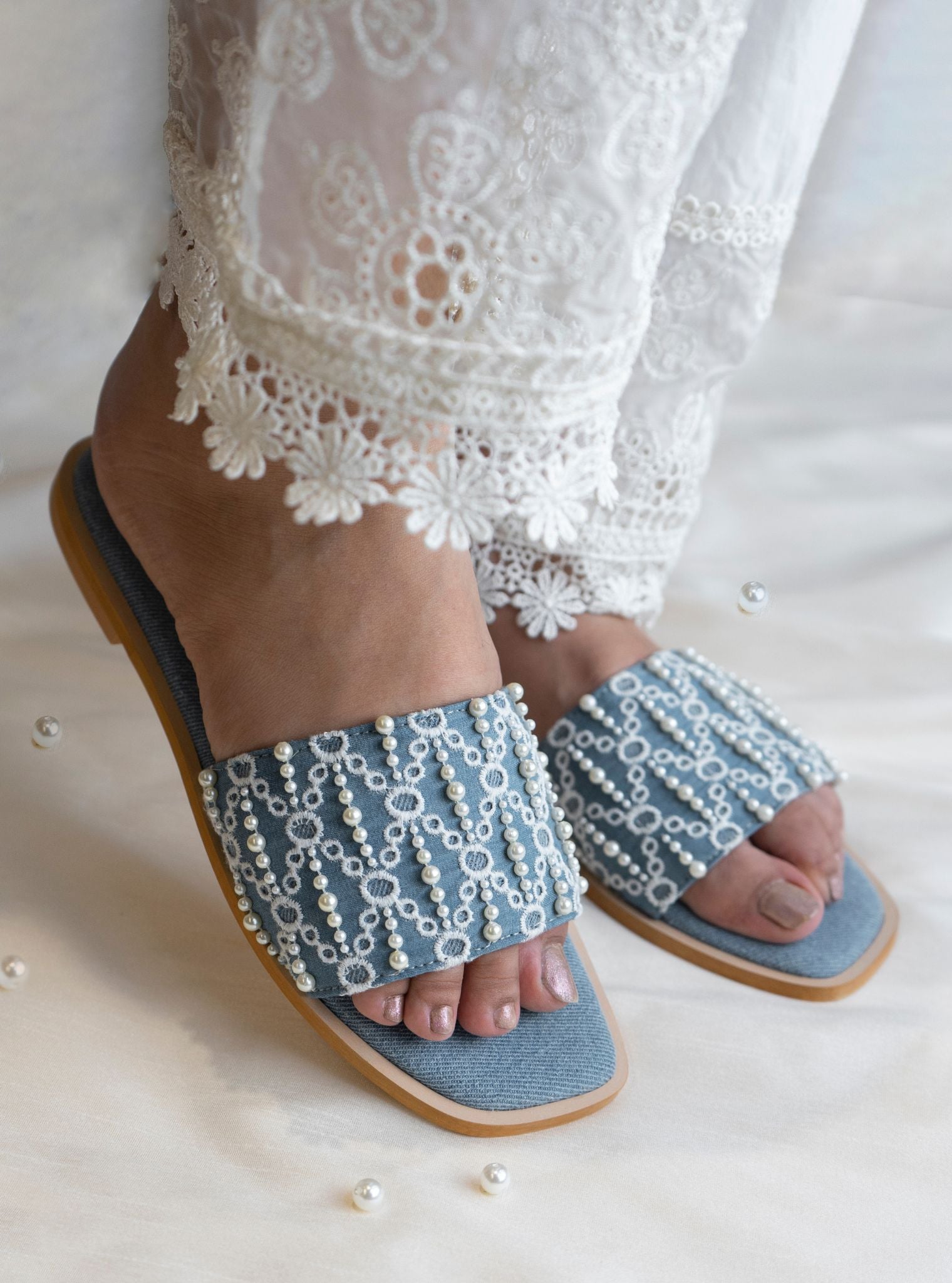 Mulmul Aura Denim Flat Sandal