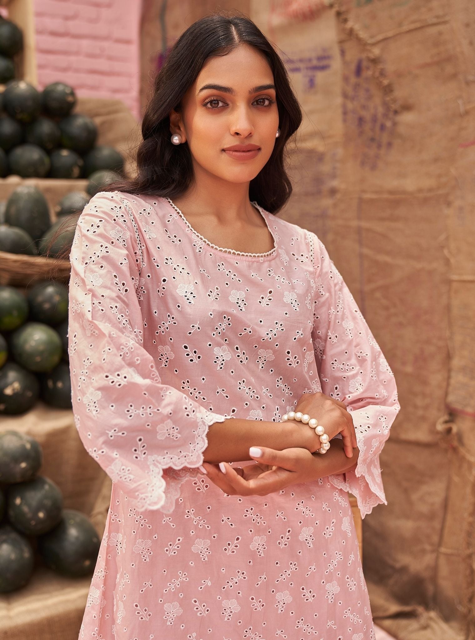Hannah Cotton Light Pink Co-ord Set