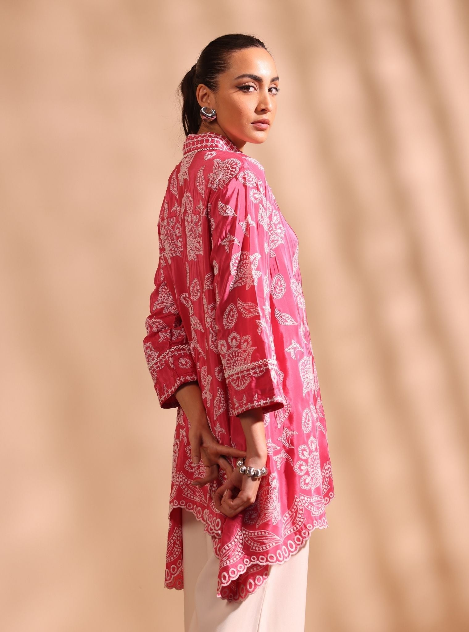 Mulmul Crepe Luan Fuschia Shirt
