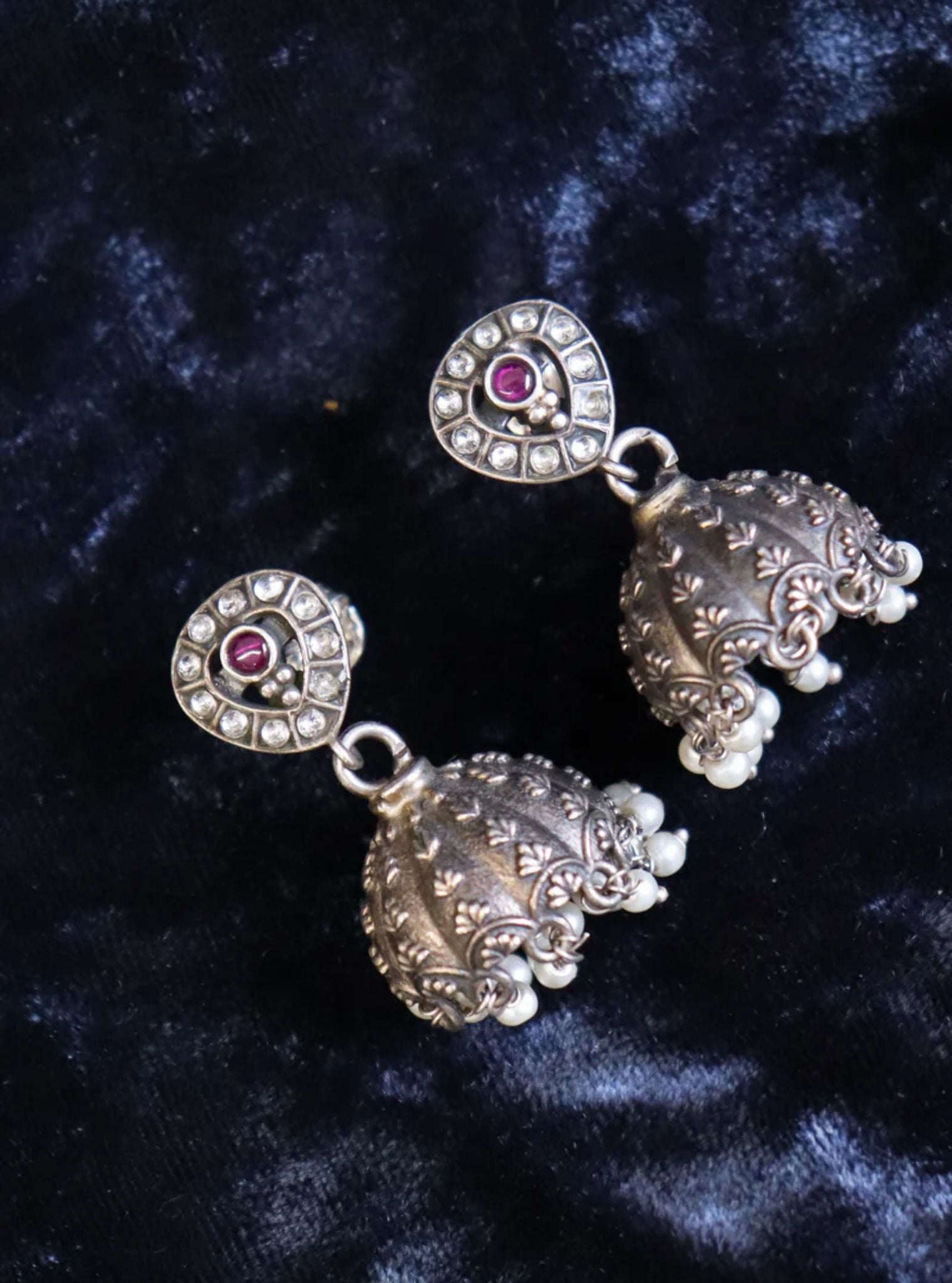 Pink Stone Tribal Jhumka