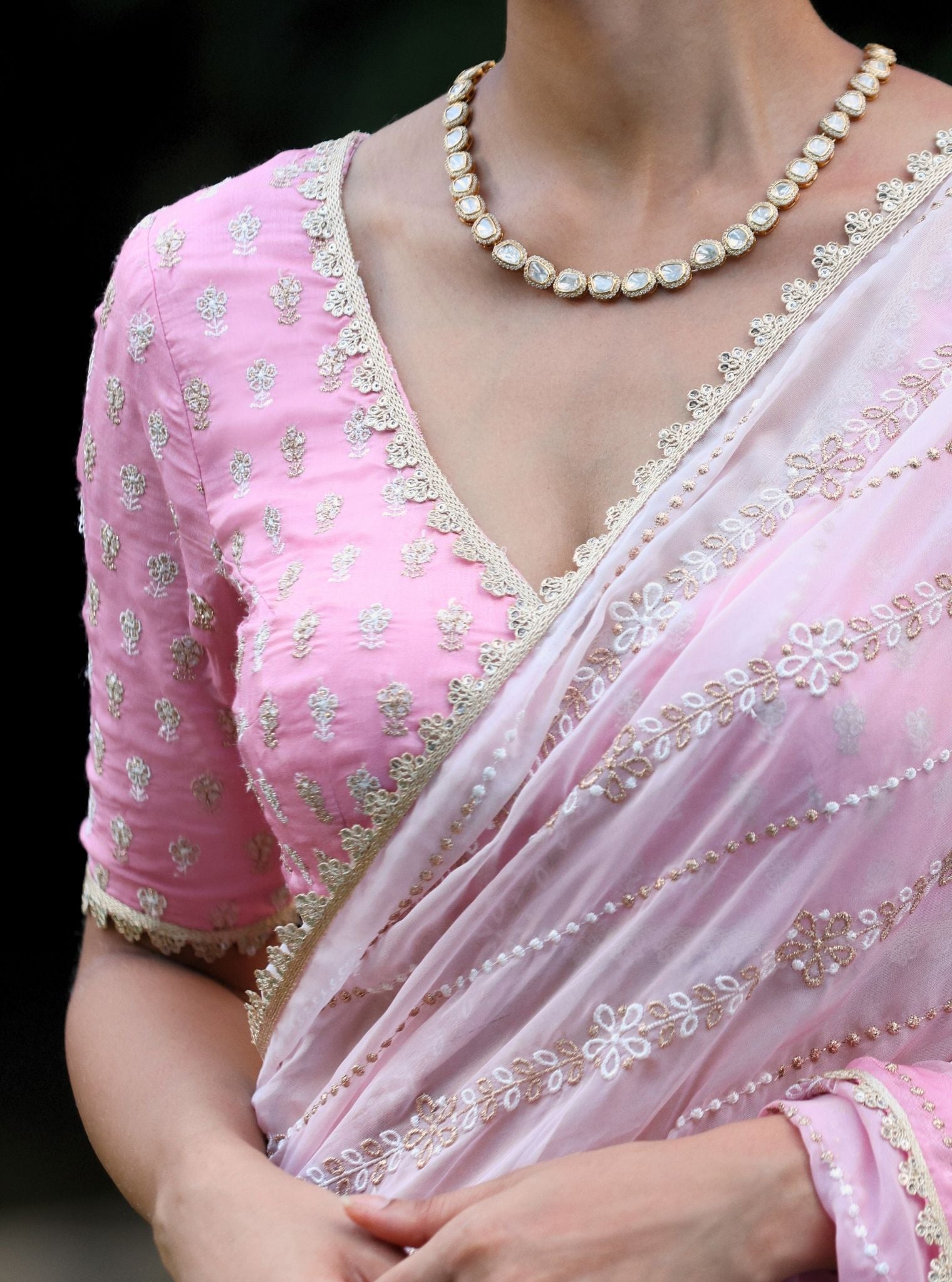 Mulmul Organza Ombre Junoon Pink Saree