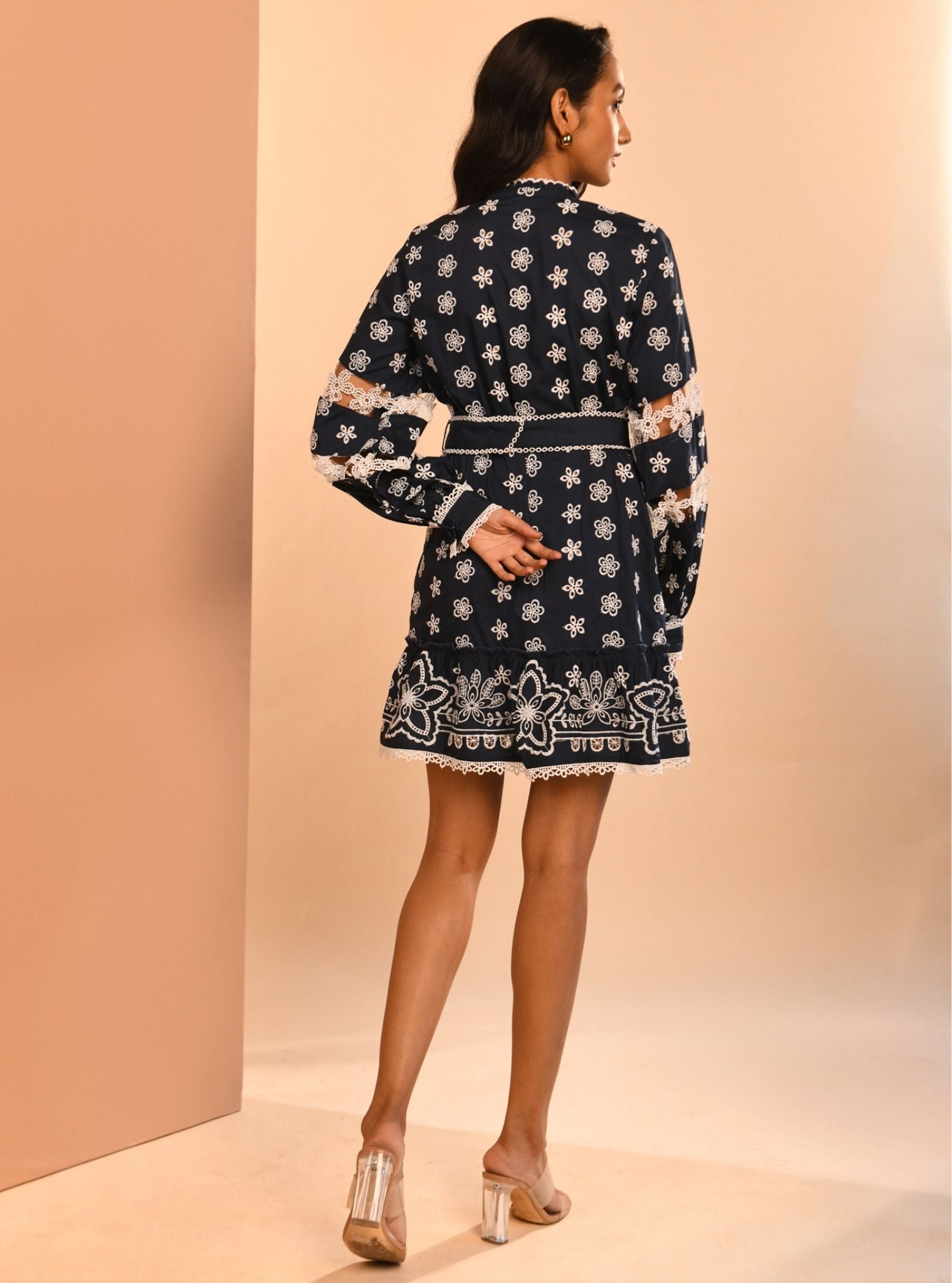 Mulmul Cotton Lin Navy Short Dress