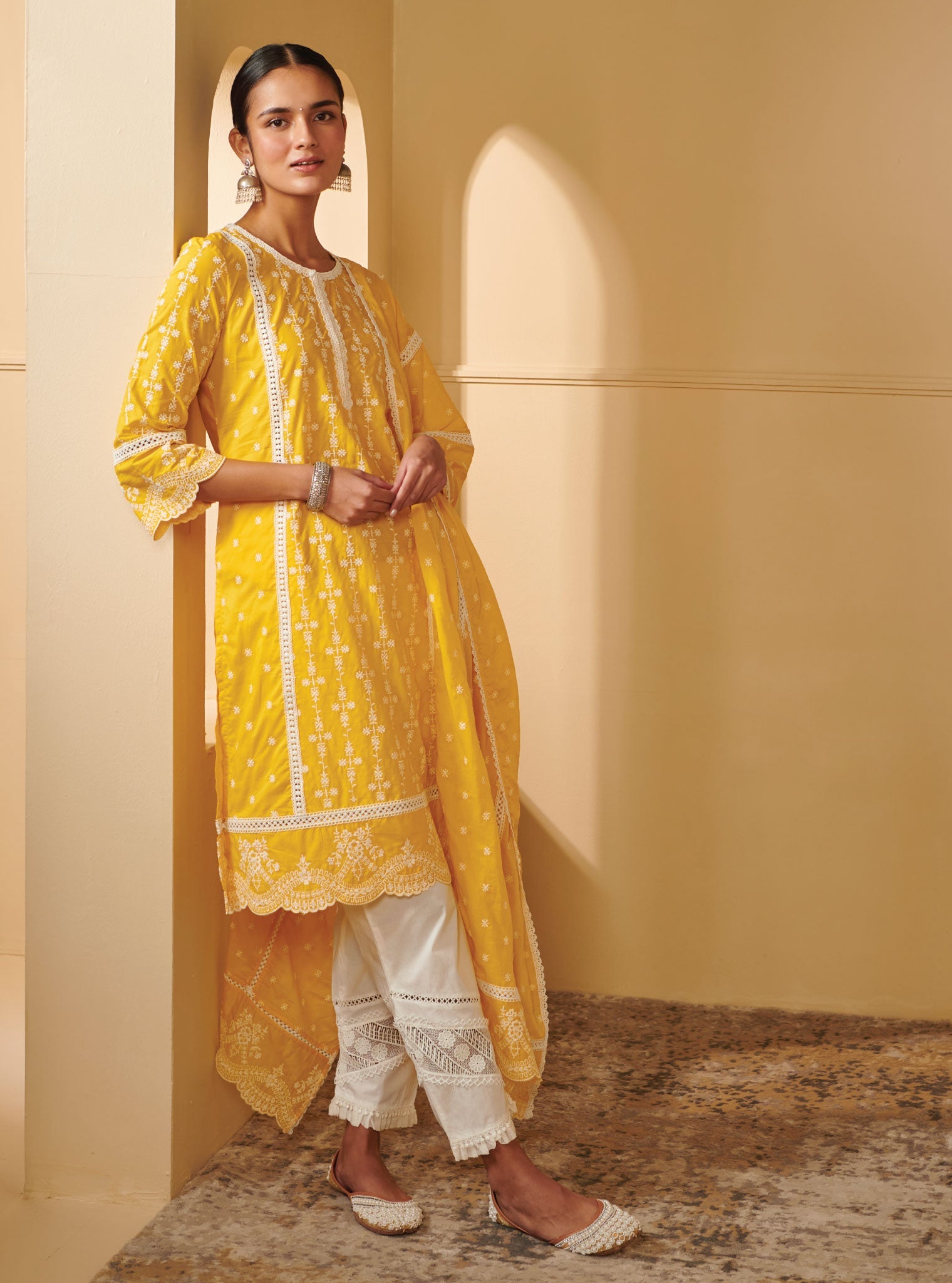 Mulmul Cotton Laiqa Mango Kurta