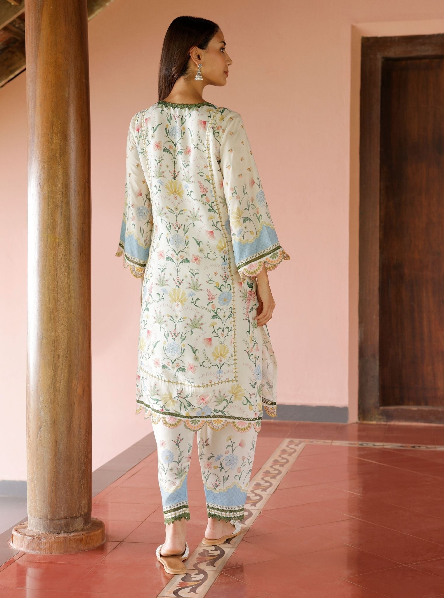 Mulmul Lawn Printed Alya Off White Kurta With Mulmul Lawn Printed Alya Off White Pant