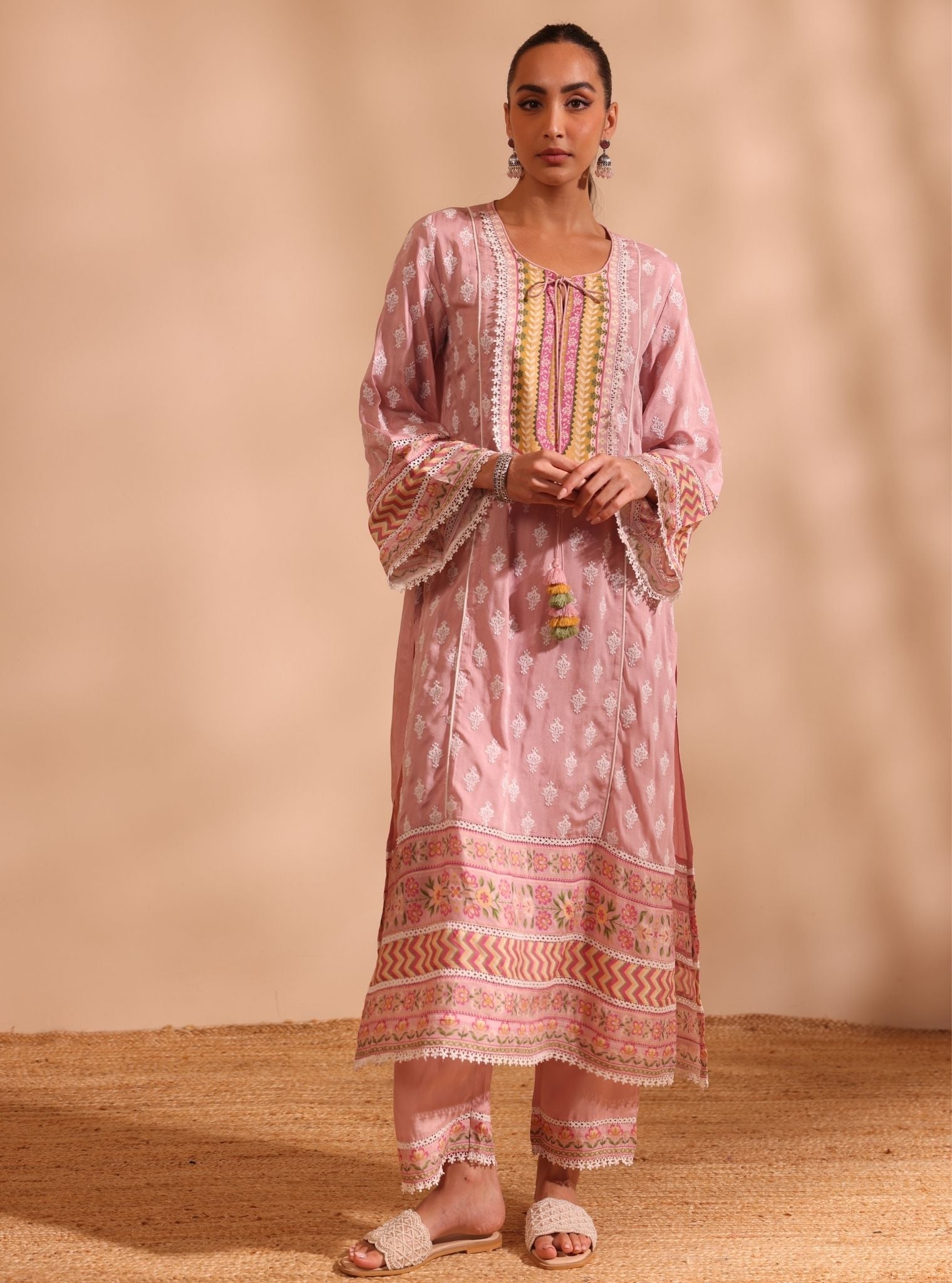 Mulmul Lawn Anvita Pink Kurta With Mulmul Lawn Anvita Pink Pant