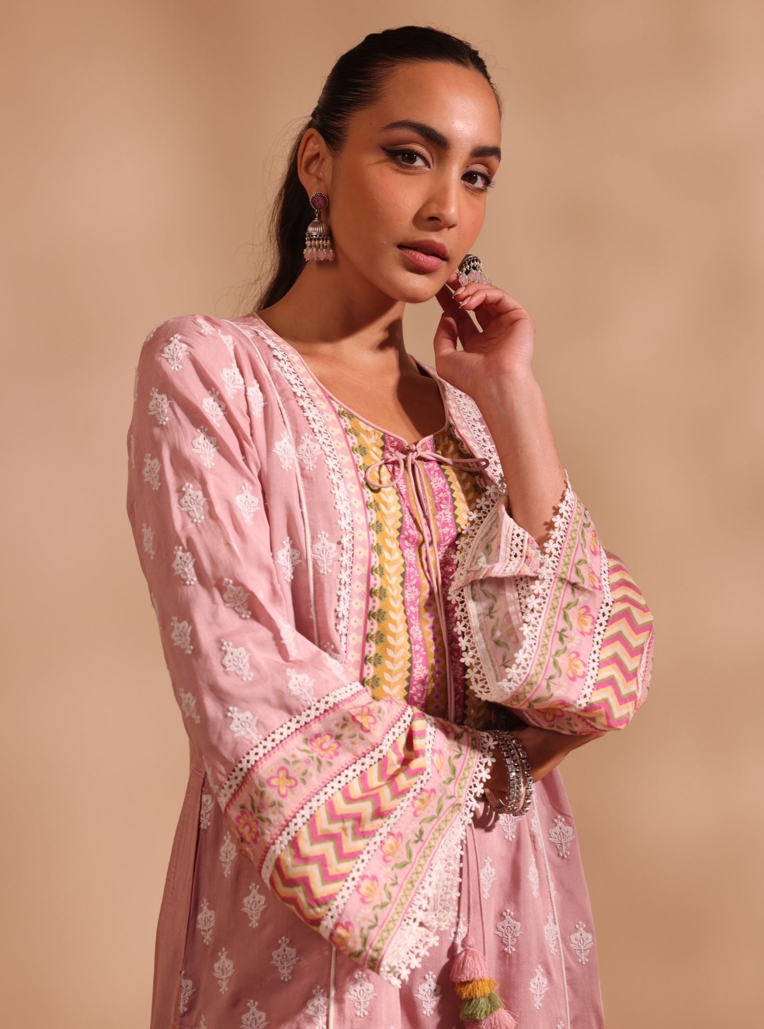 Mulmul Lawn Anvita Pink Kurta With Mulmul Lawn Anvita Pink Pant