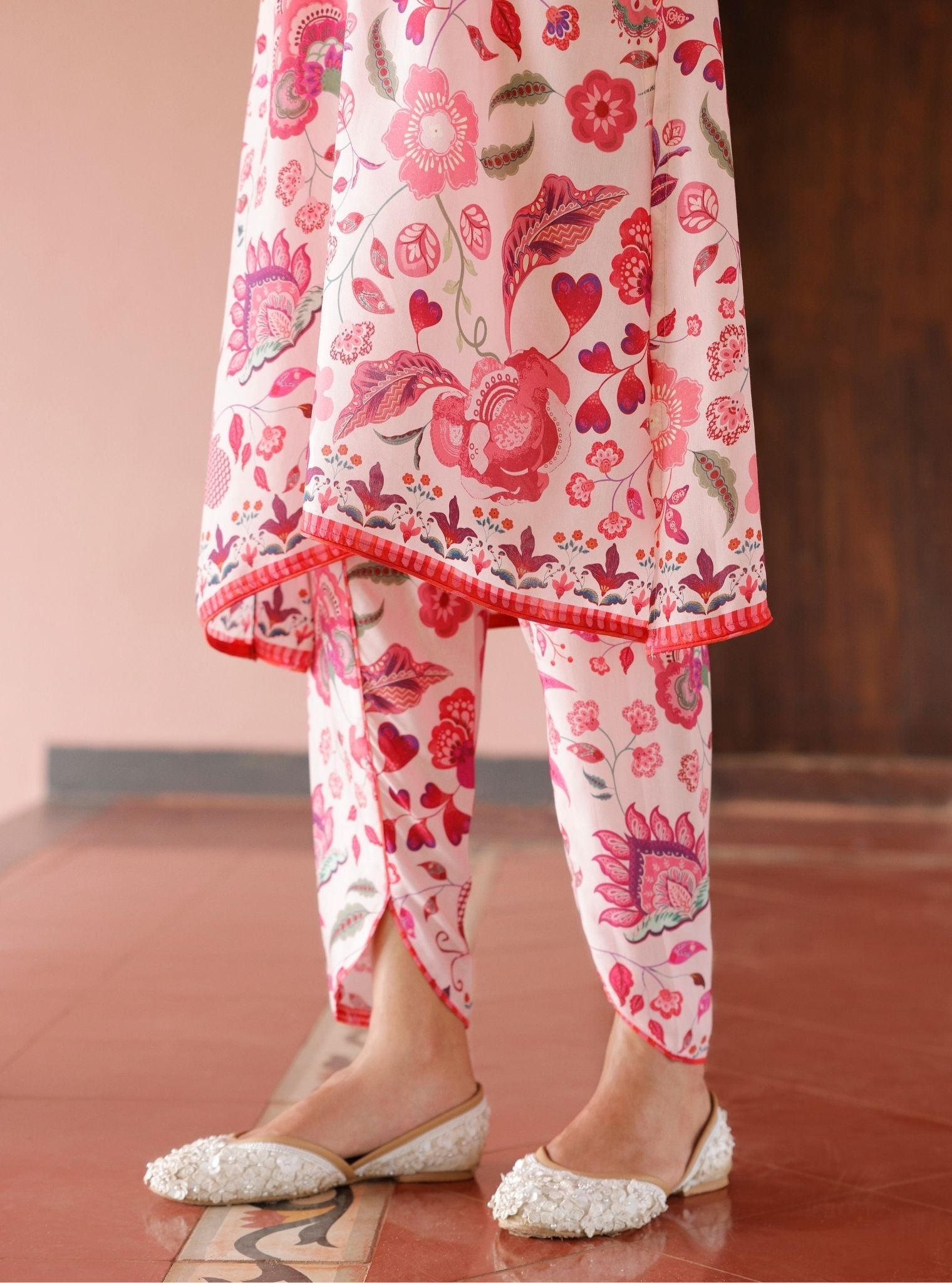 Mulmul Lawn Printed Mika Off White Kurta With Mulmul Lawn Printed Mika Off White Dhoti Pant
