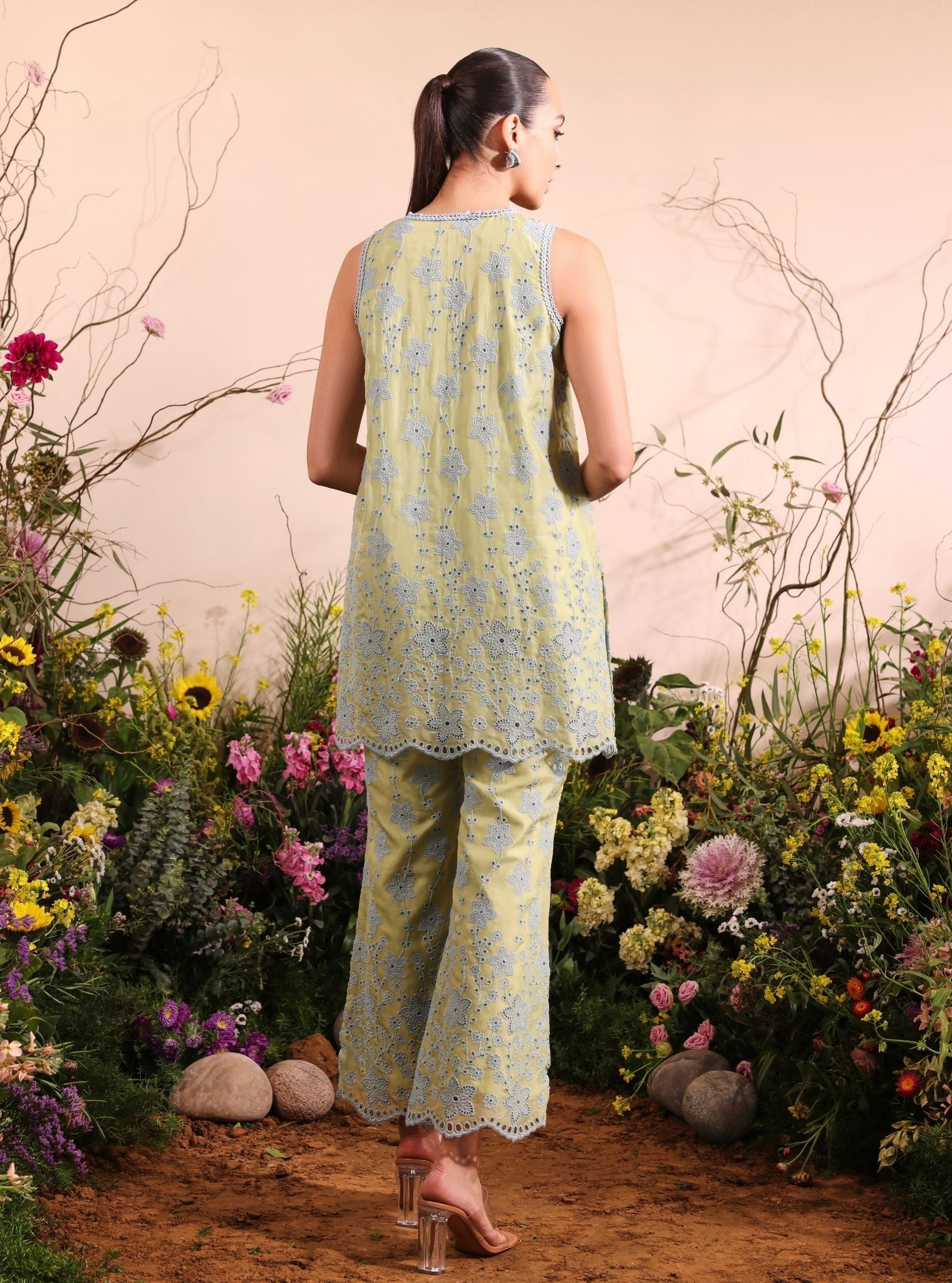 Viggo Organza Lime Co-ord Set