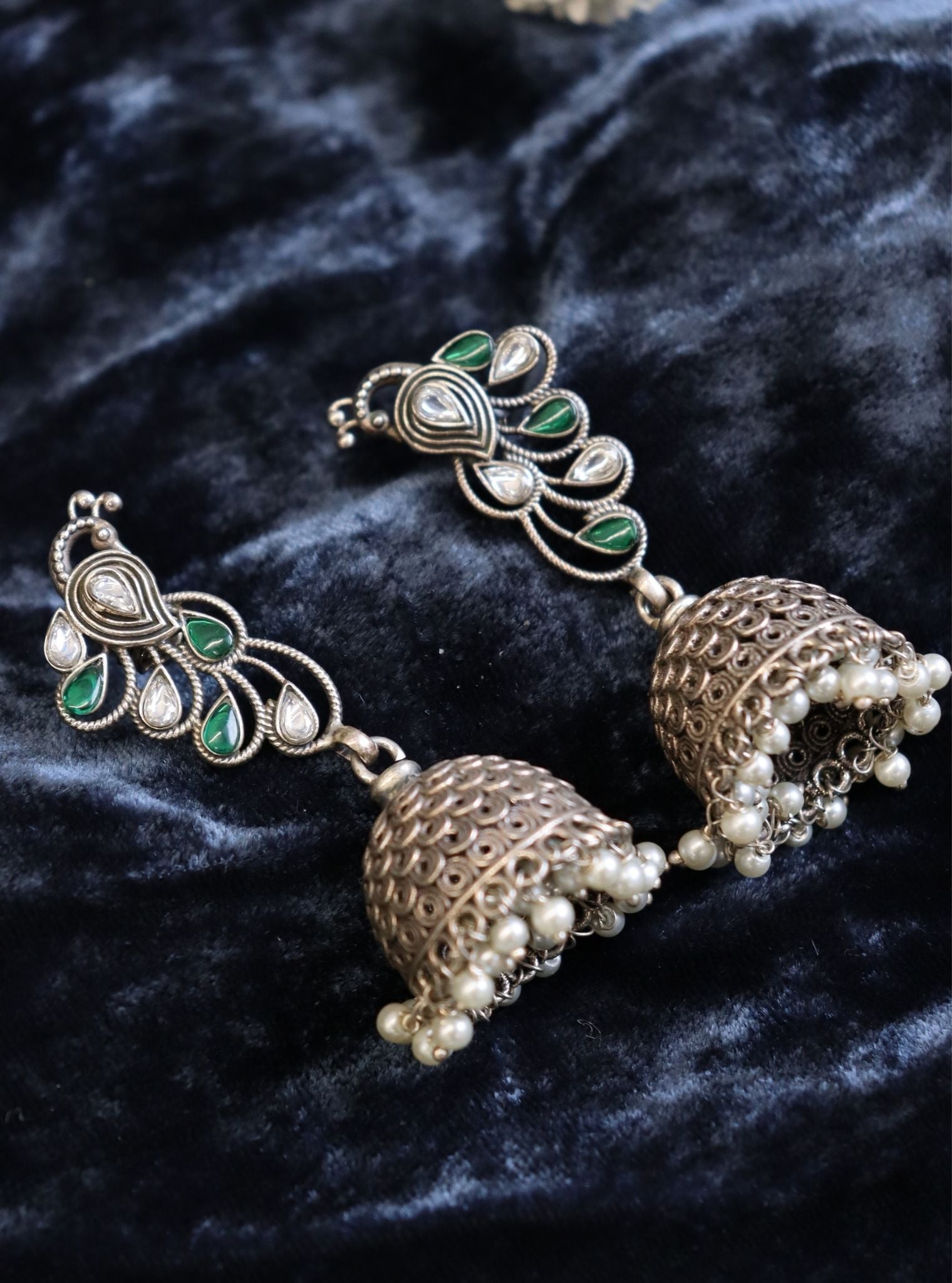 Green Peacock Tribal Jhumka